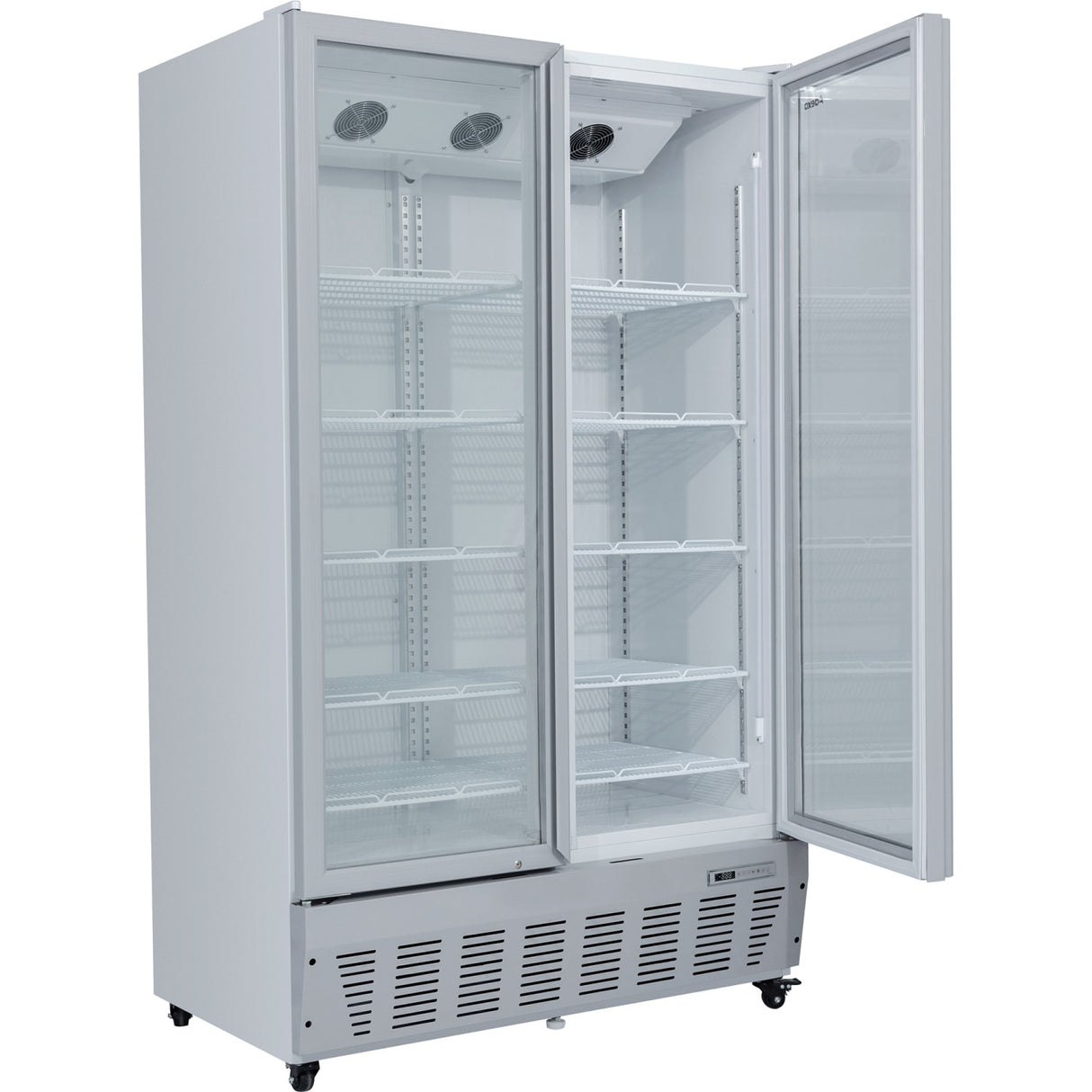Commercial Refrigerator Upright 1020 Litres Double Hinged Glass Doors Grey | Scf1127