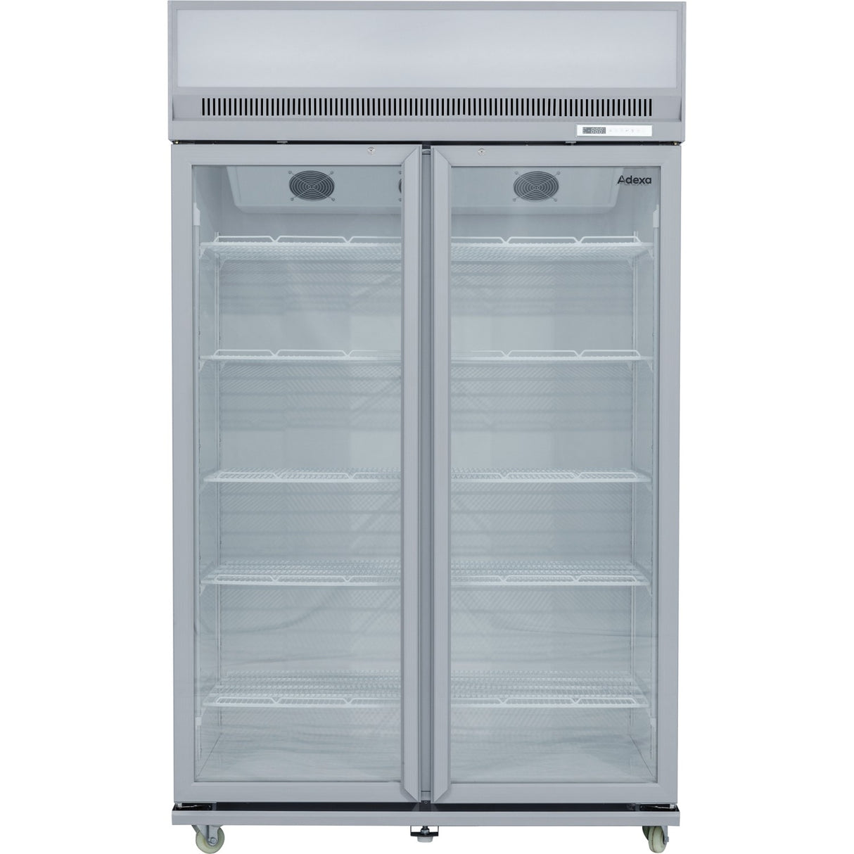 Commercial Display Refrigerator Upright 1020 Litres Double Hinged Glass Door Led Canopy Grey | Scm1127