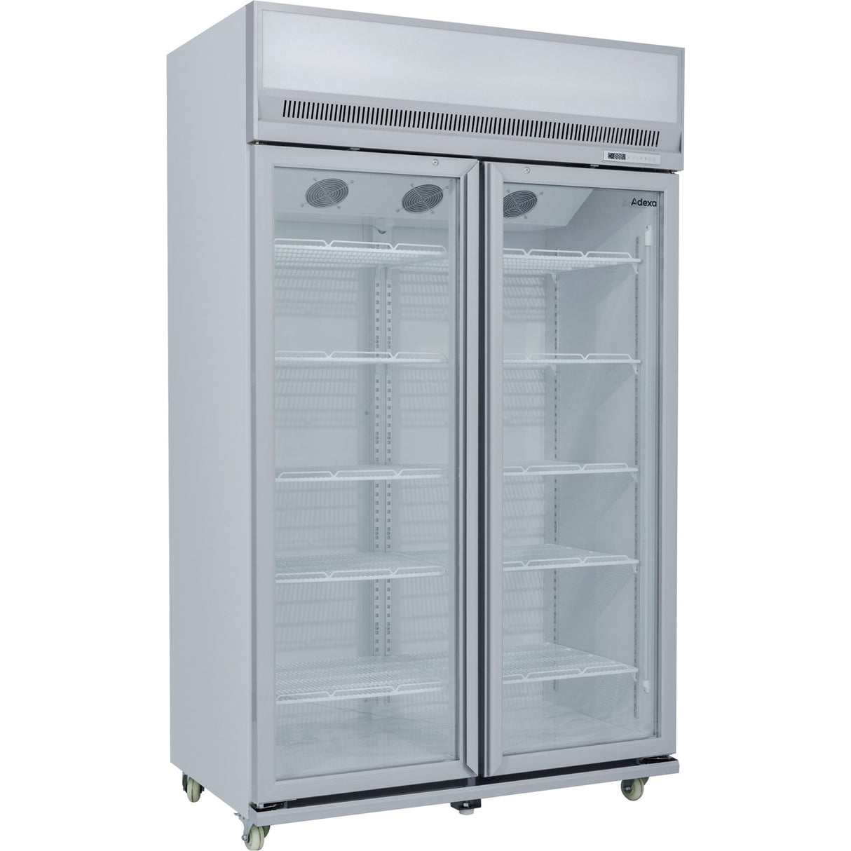 Commercial Display Refrigerator Upright 1020 Litres Double Hinged Glass Door Led Canopy Grey | Scm1127