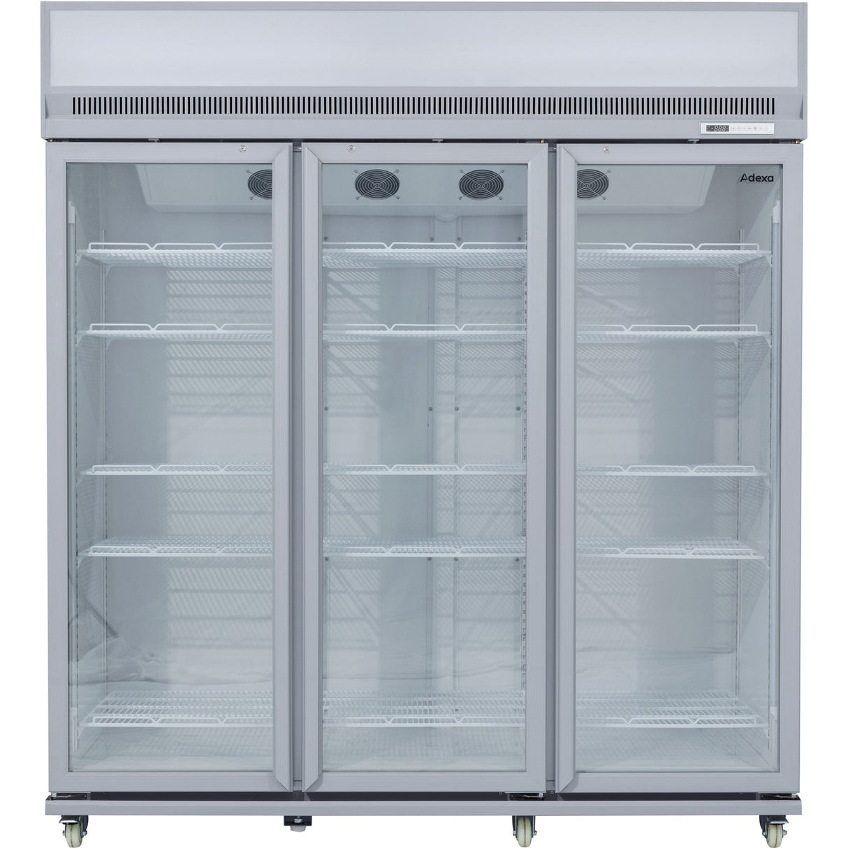 Commercial Display Refrigerator Upright 1580 Litres Triple Hinged Glass Door Led Canopy Grey | Scm1727