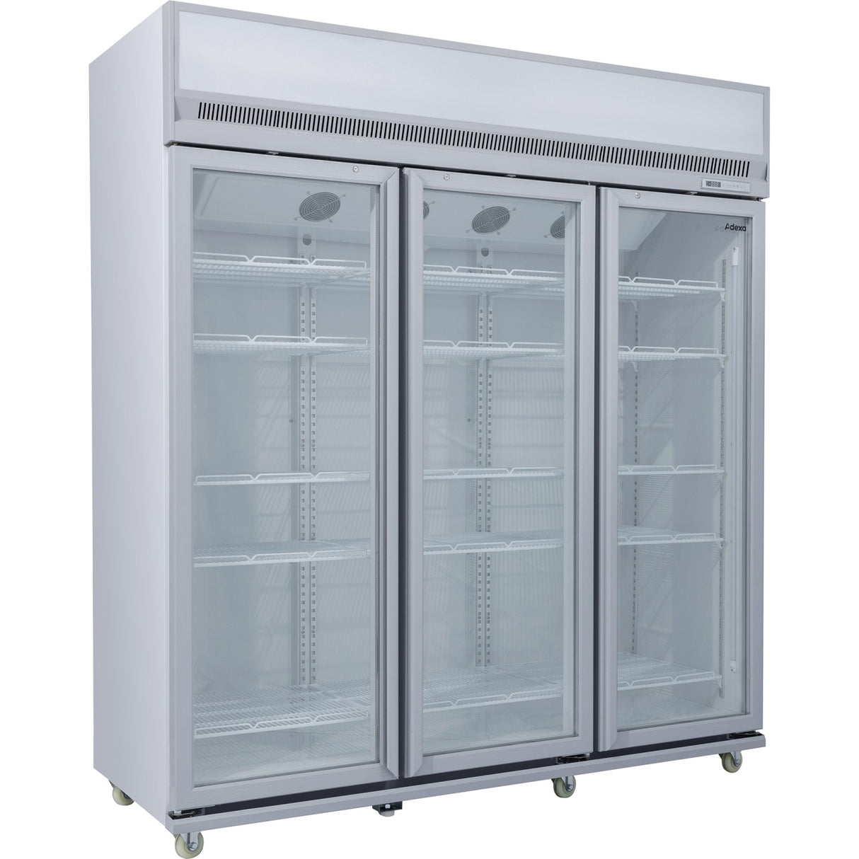 Commercial Display Refrigerator Upright 1580 Litres Triple Hinged Glass Door Led Canopy Grey | Scm1727