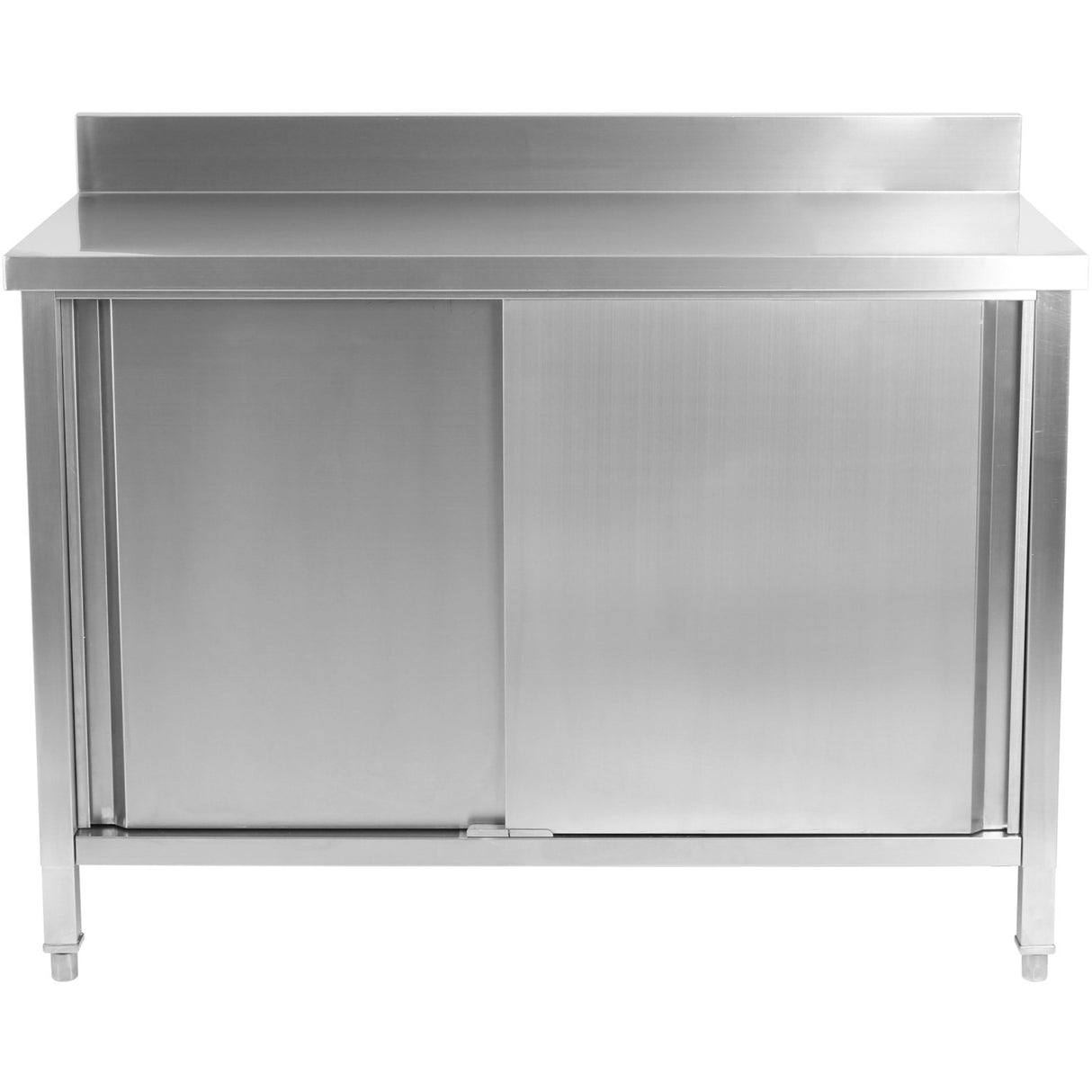 Commercial Worktop Floor Cupboard 2 Sliding Doors Stainless Steel 1400x700x850mm Upstand | Scp14070 B