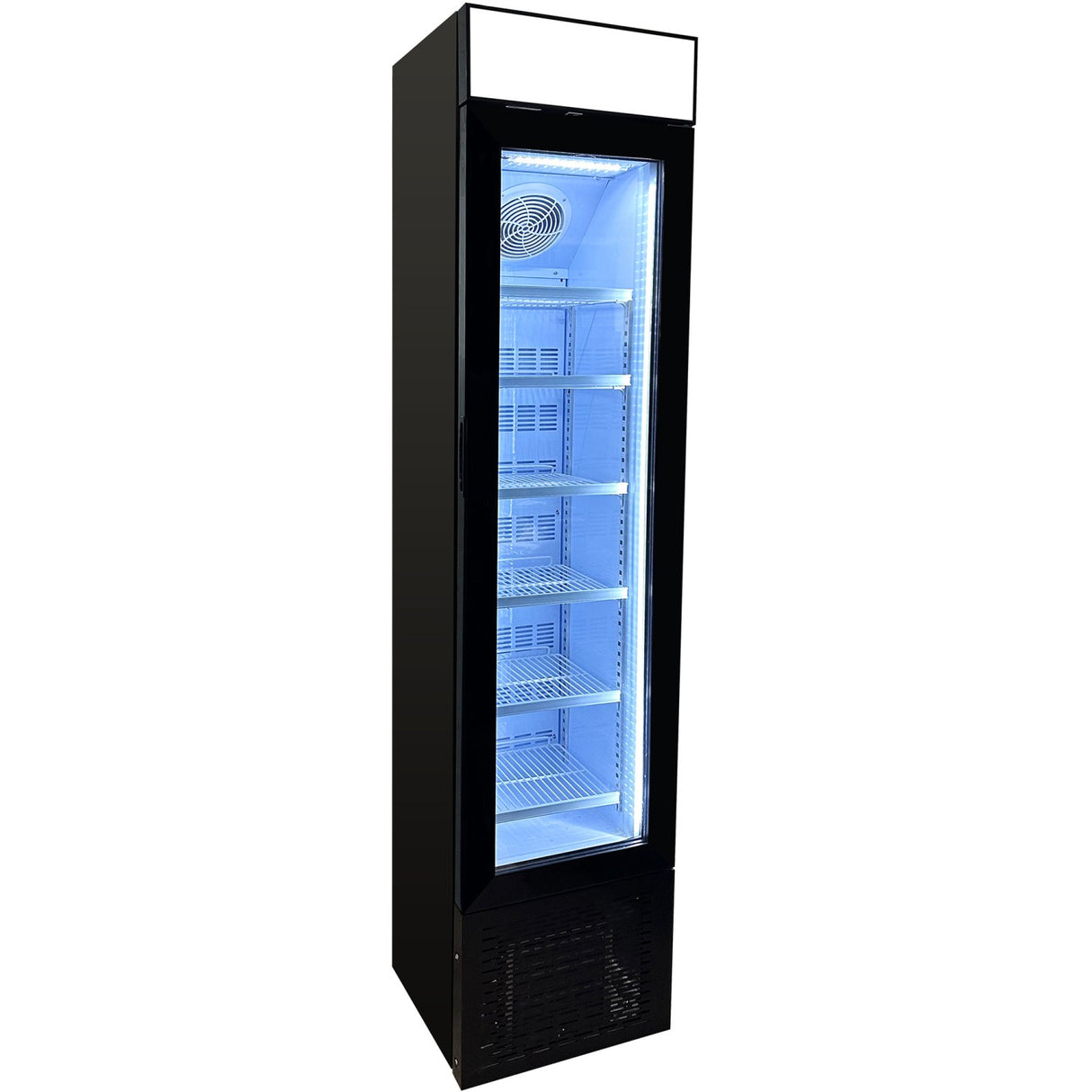 Commercial Bottle Cooler Upright 105 Litres Hinged Glass Door Led Canopy Black | Sc105 B