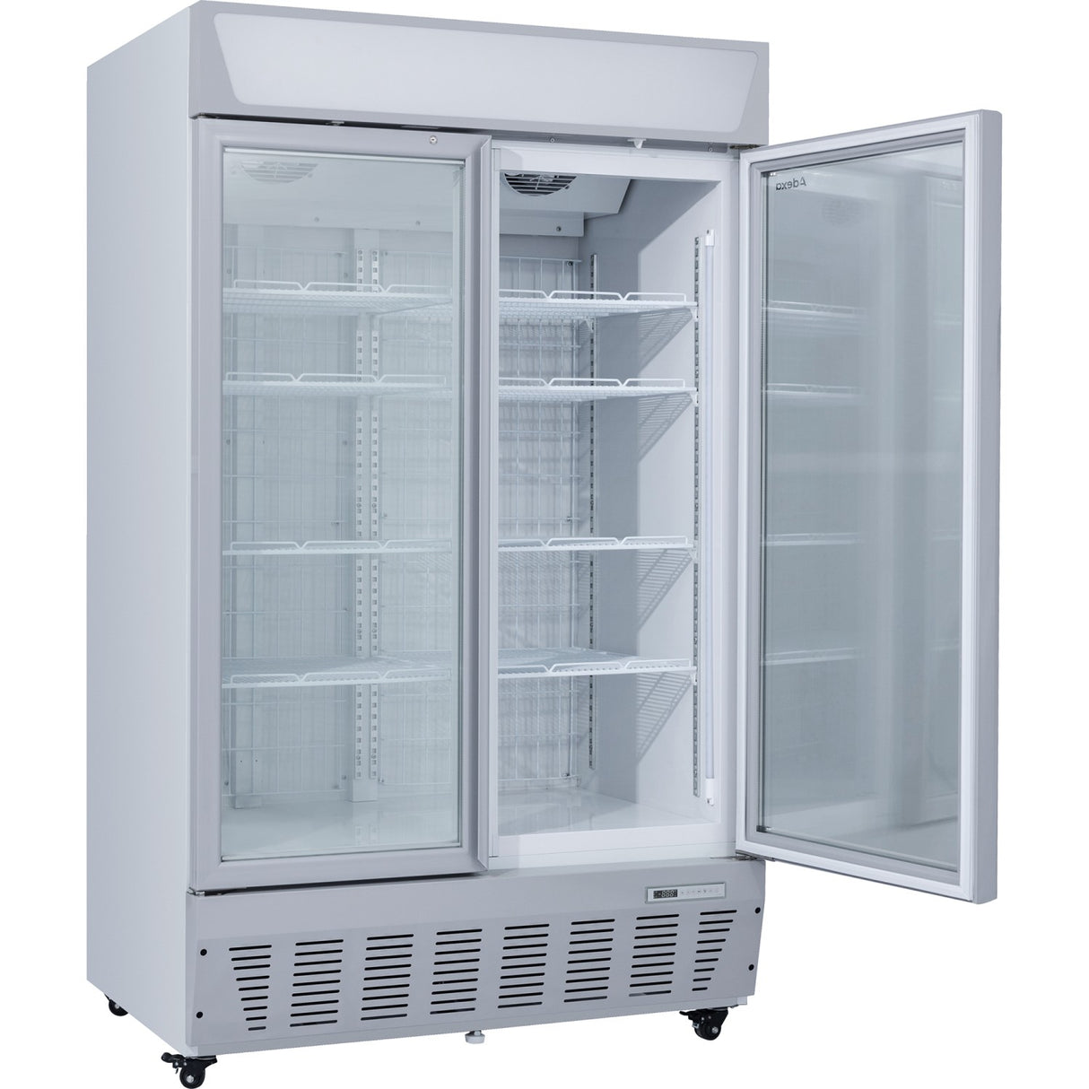 Commercial Display Freezer Upright 950 Litres Double Hinged Glass Door Led Canopy Grey | Sdc1000