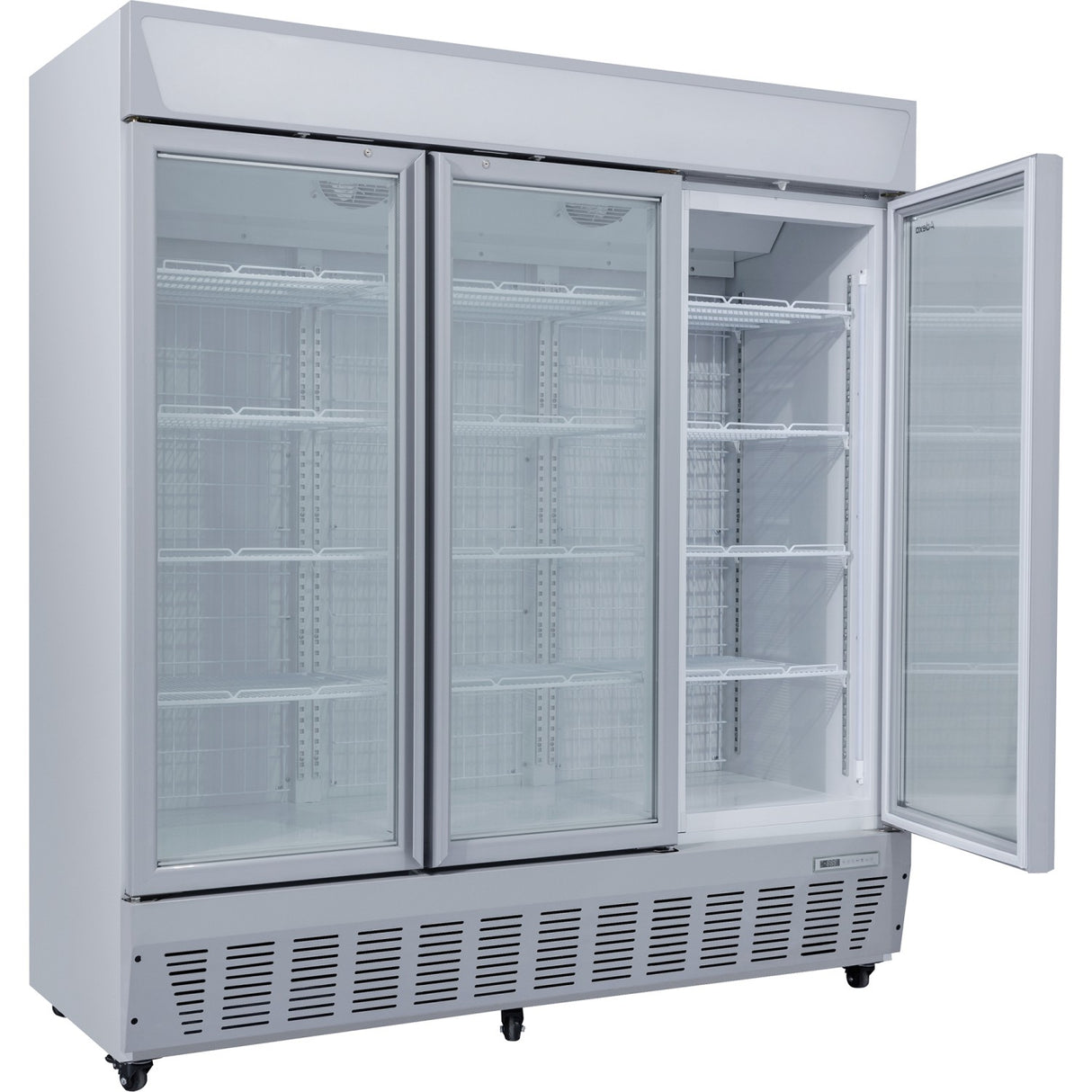 Commercial Display Freezer Upright 1500 Litres Triple Hinged Glass Door Led Canopy Grey | Sdc1500