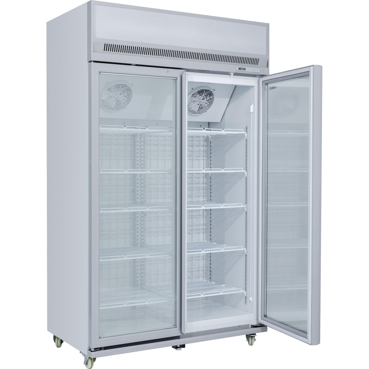 Commercial Display Freezer Upright 1000 Litres Double Hinged Glass Door Led Canopy Grey | Sdm1000