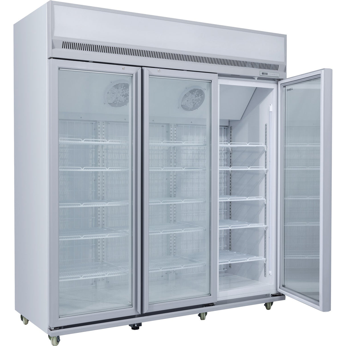 Commercial Display Freezer Upright 1500 Litres Triple Hinged Glass Door Led Canopy Grey | Sdm1500