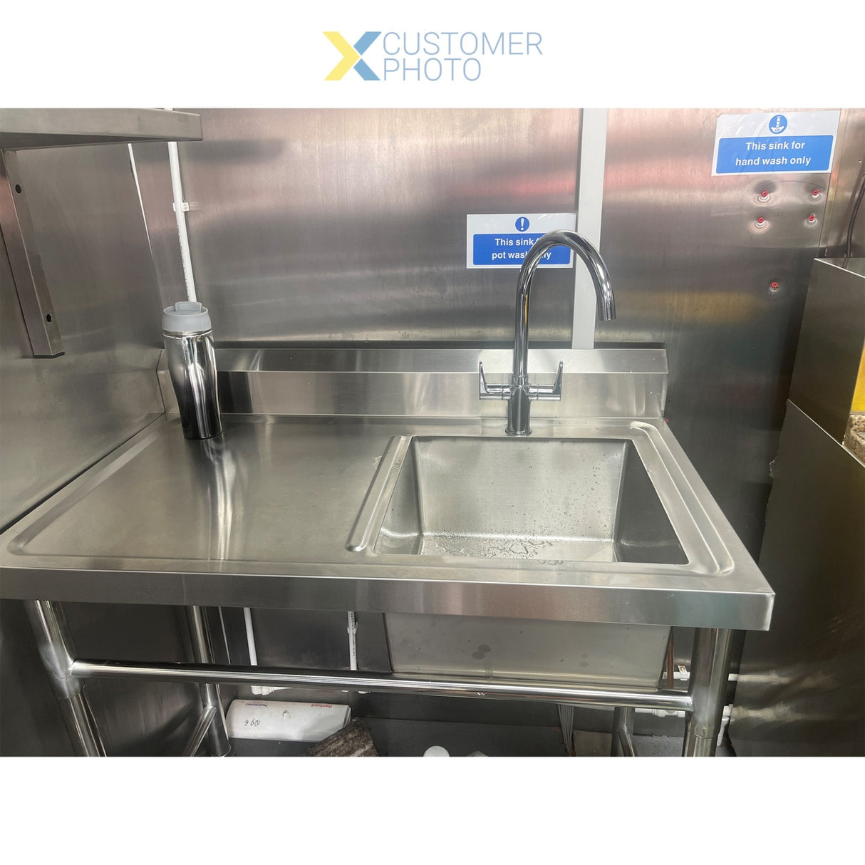 Commercial Sink Stainless Steel 1000x600x900mm 1 Bowl Right Splashback | Sink8060 Right