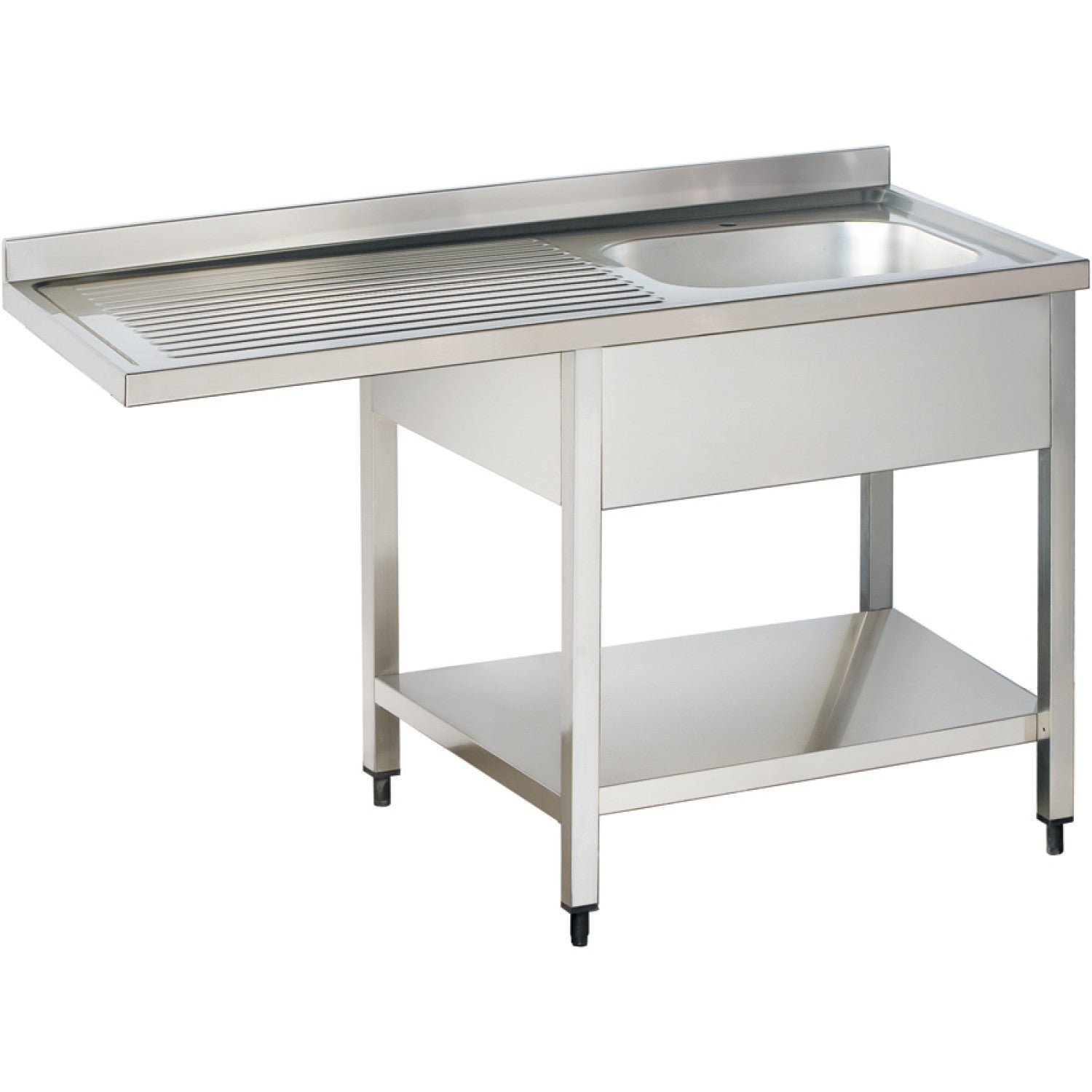 Commercial Sink For Dishwashers 1 Bowl Right Bottom Shelf Splashback 1200mm Depth 700mm |  Vsh127 Rbs