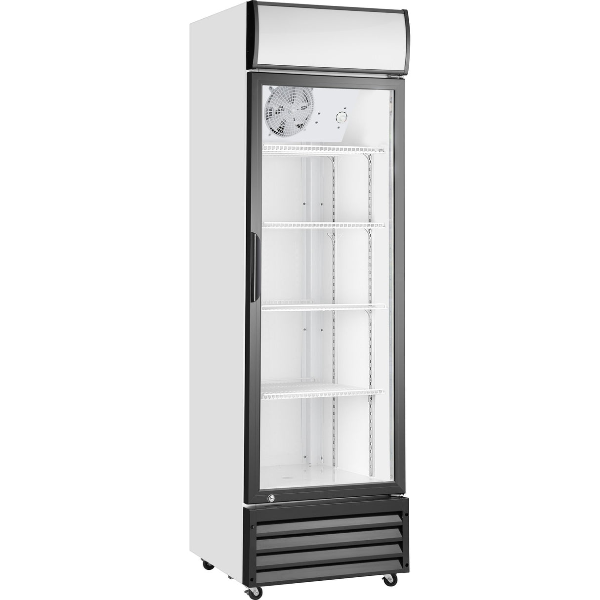 Commercial Upright Beverage Bottle Cooler 292 Litres Single Hinged Glass Door Black &Amp; White 578x605x1980mm | Ssh24