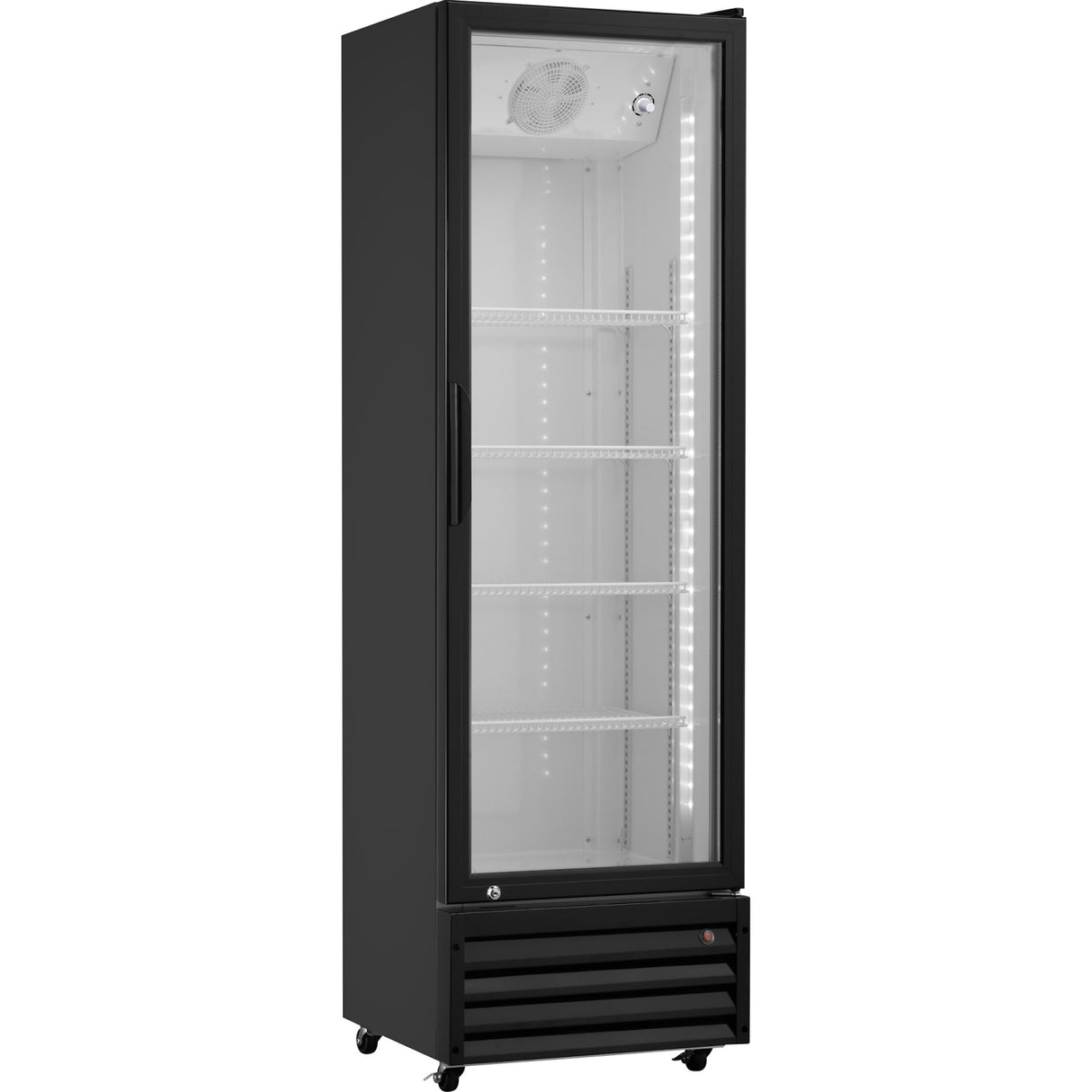 Commercial Upright Beverage Bottle Cooler 335 Litres Single Hinged Glass Door Black 578x605x1980mm | Ssh32