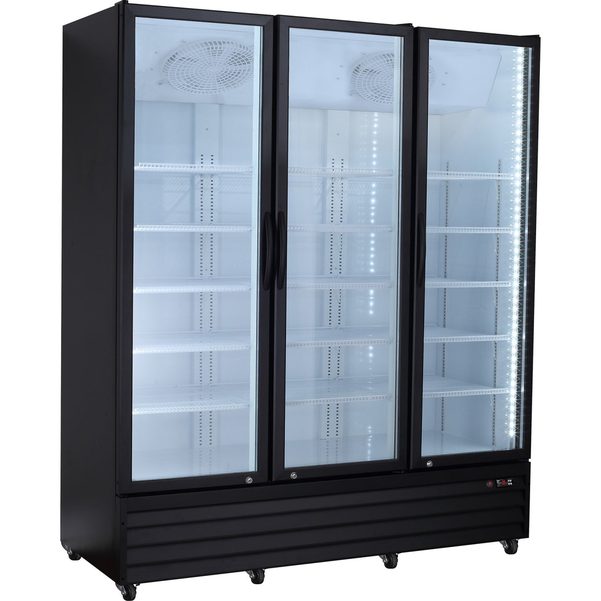Commercial Upright Beverage Bottle Cooler 1383 Litres Triple Glass Door Black 1710x700x2063mm | Ssh44