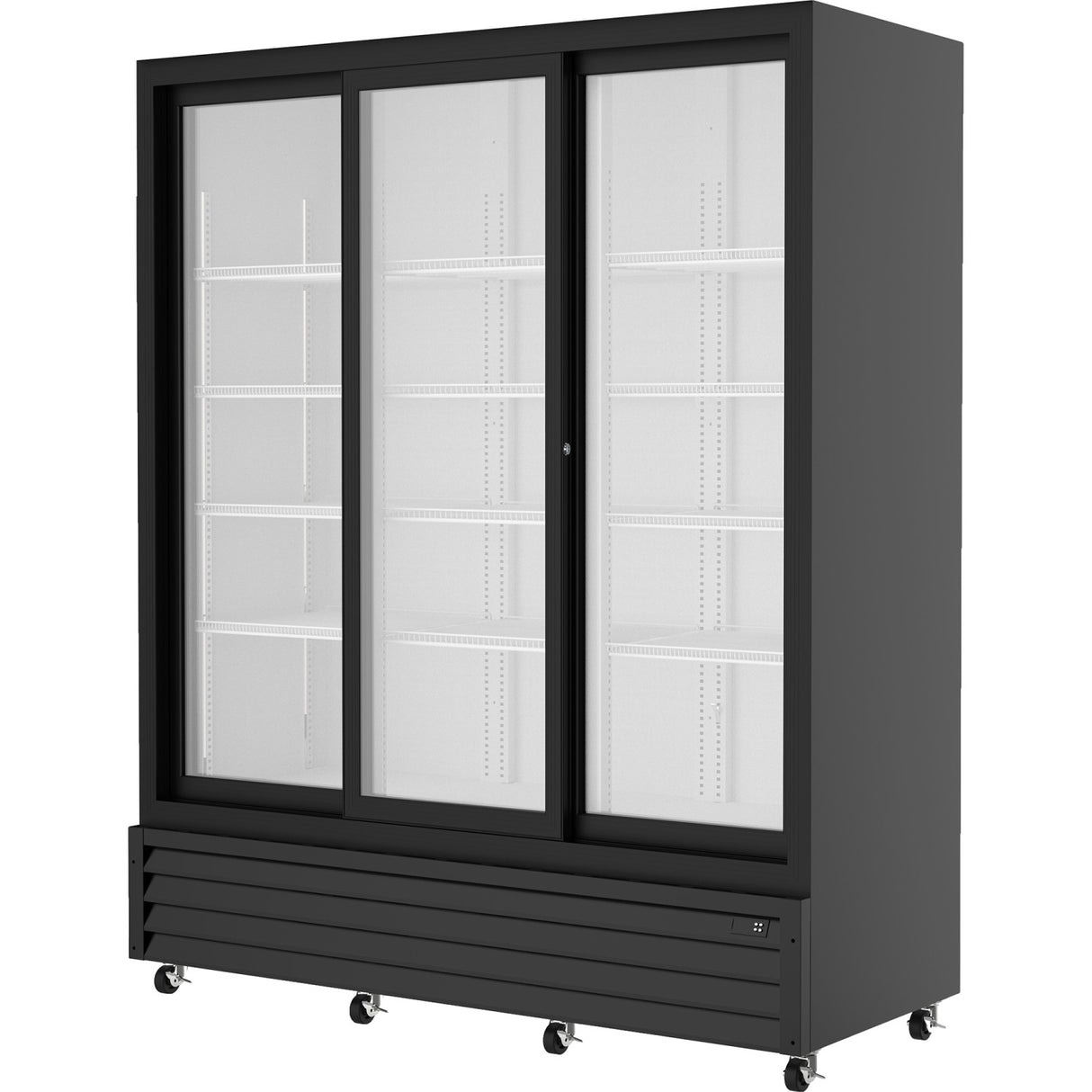 Commercial Upright Beverage Bottle Cooler 1383 Litres Triple Glass Door Black 1710x700x2063mm | Ssh44