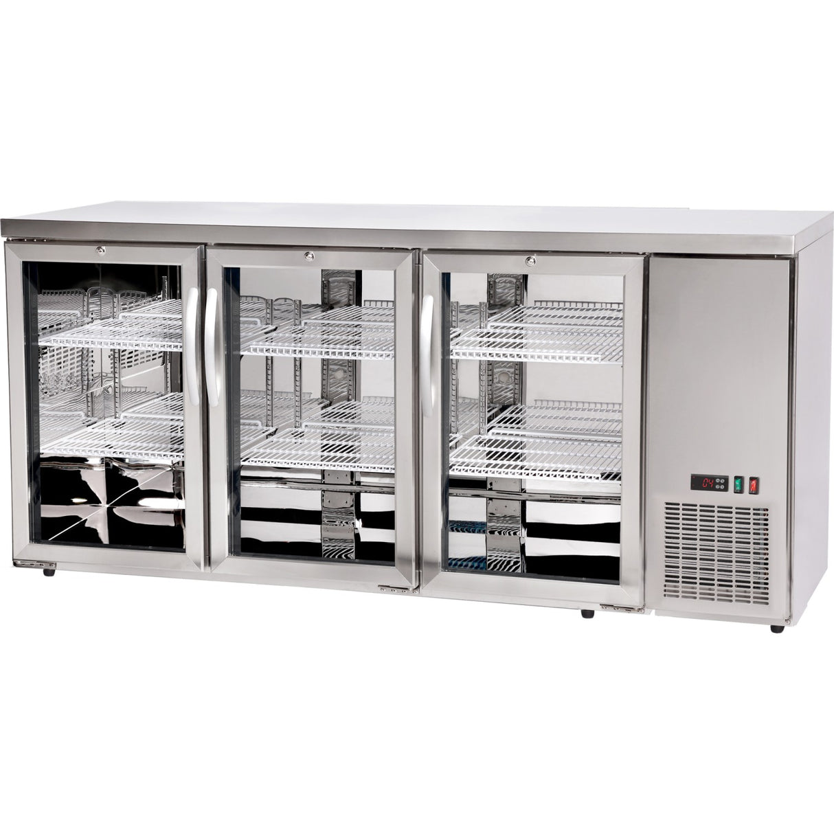 Back Bar Cooler Triple Glass Door 493 Litres Stainless Steel 1826x631x895 | Ssh58
