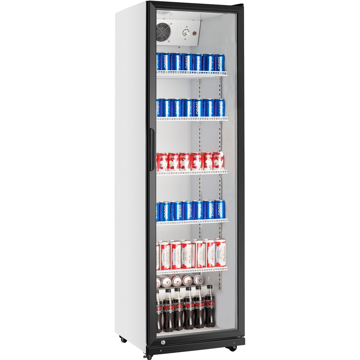 Commercial Bottle Cooler Upright 210 Litres Single Hinged Glass Door Black&Amp;White | Ssp390 Feb