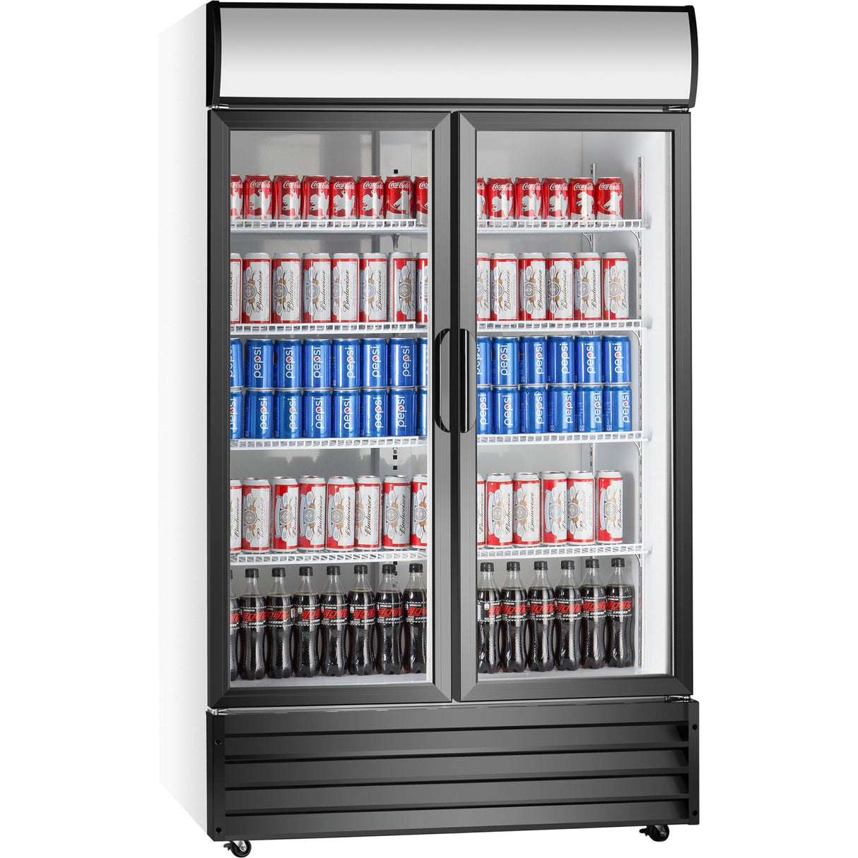 Commercial Twin Bottle Cooler Upright 640 Litres Hinged Glass Doors Black&Amp;White | Ssp688 Wea