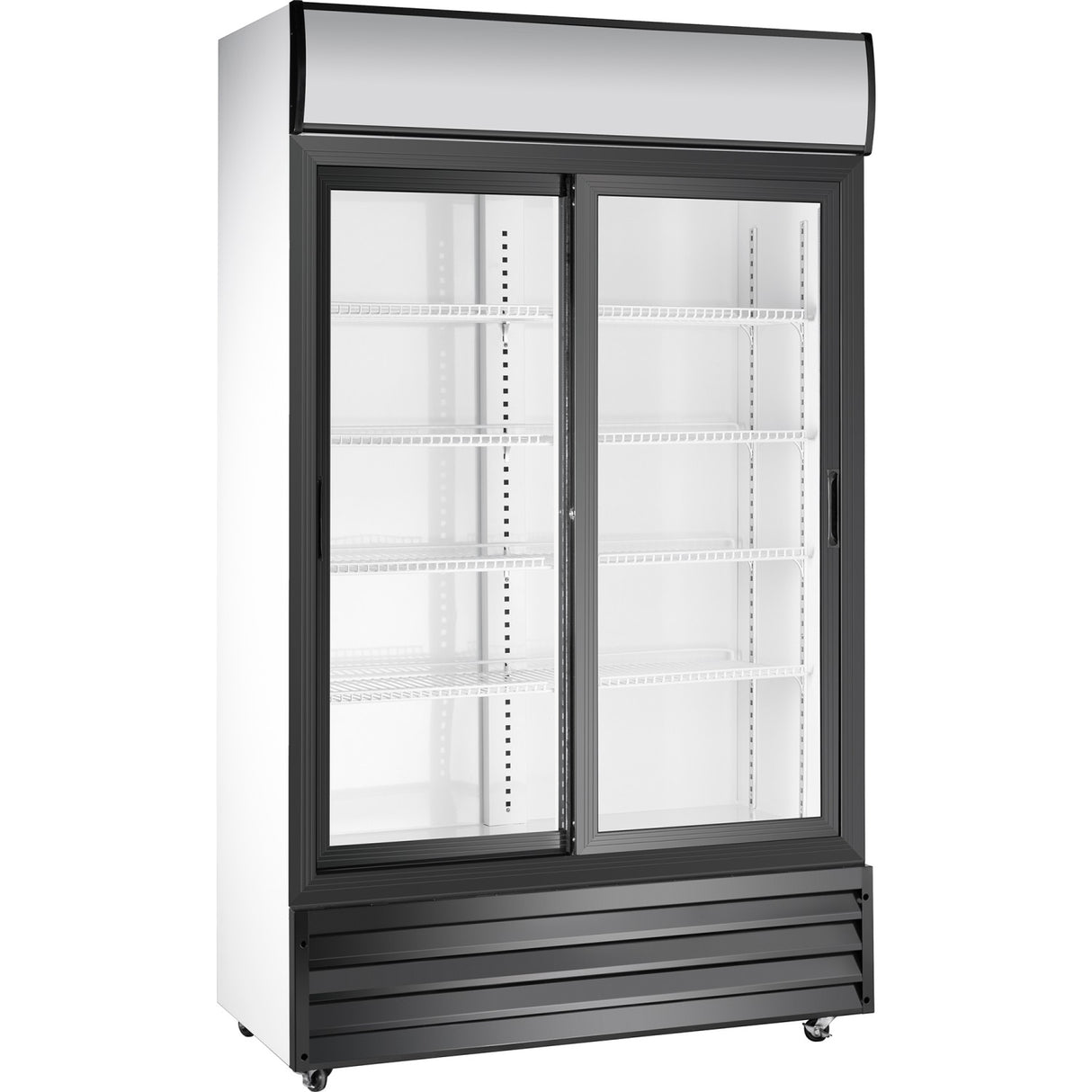Commercial Twin Bottle Cooler Upright 525 Litres Sliding Glass Doors Black&Amp;White | Ssp688 Web