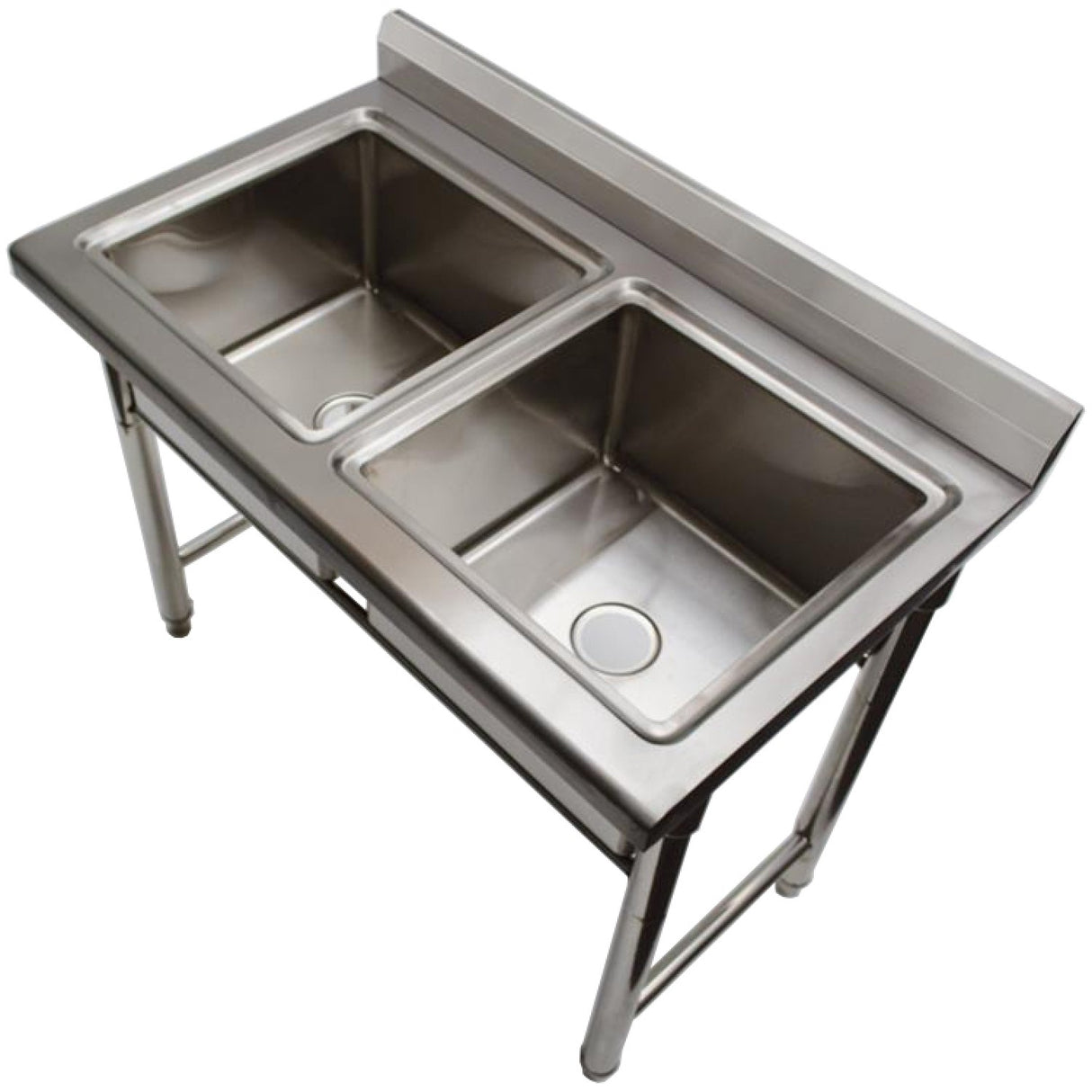 Commercial Sink Stainless Steel 1100x600x900mm 2 Bowls Splashback | St245 A