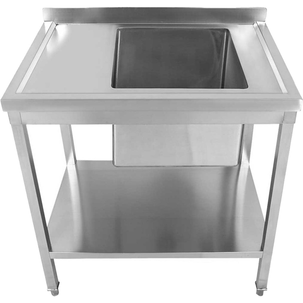 Commercial Sink Stainless Steel 1 Bowl Right Splashback Bottom Shelf 1000x700x950mm | Std1070 R