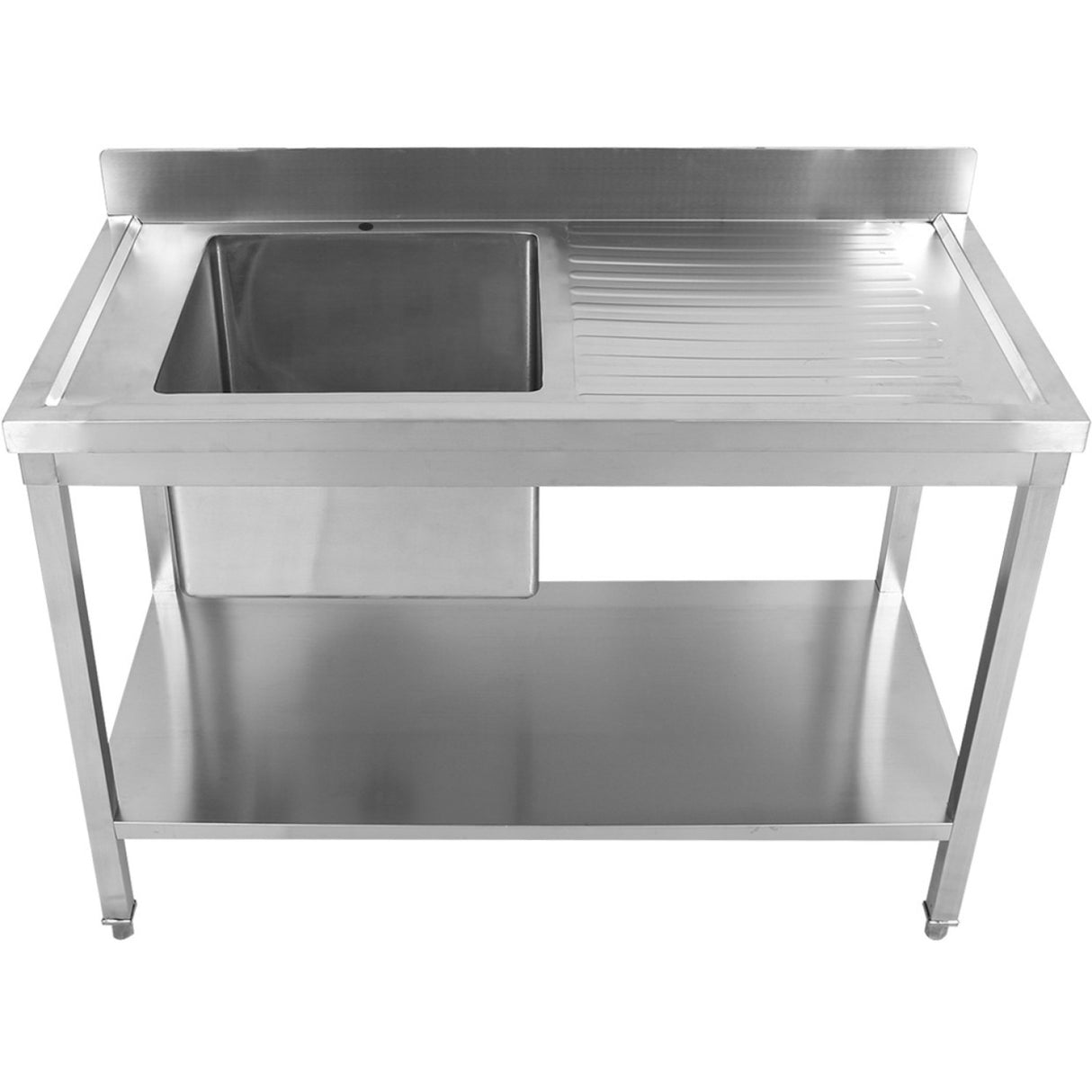 Commercial Sink Stainless Steel 1 Bowl Left Splashback Bottom Shelf 1500x600x950mm | Std1560 L