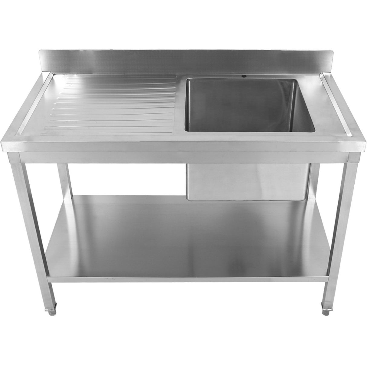 Commercial Sink Stainless Steel 1 Bowl Right Splashback Bottom Shelf 1500x600x950mm | Std1560 R