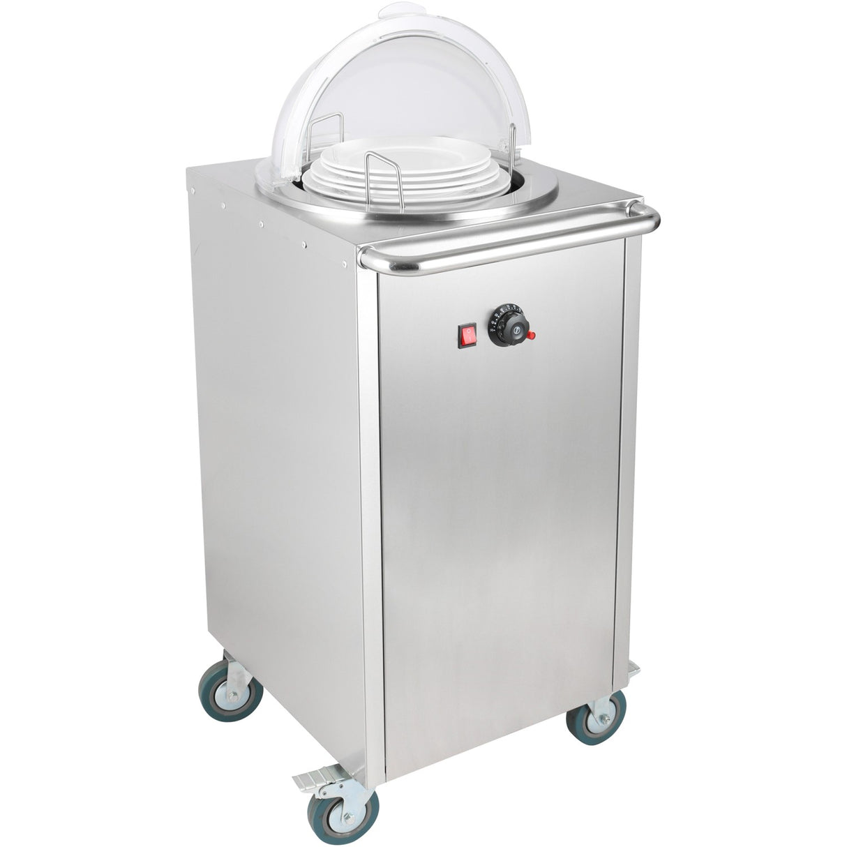 Heated Plate Dispenser Trolley Stainless Steel 12''/300mm 50 Plates With Rolltop Cover | Tdds1 C