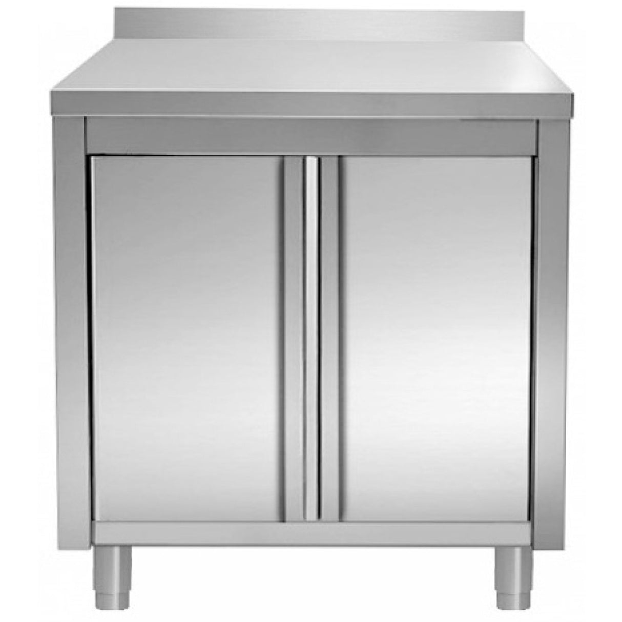 Commercial Worktop Floor Cupboard Hinged Doors Stainless Steel 800x600x850mm Upstand | Vtc86 Slb