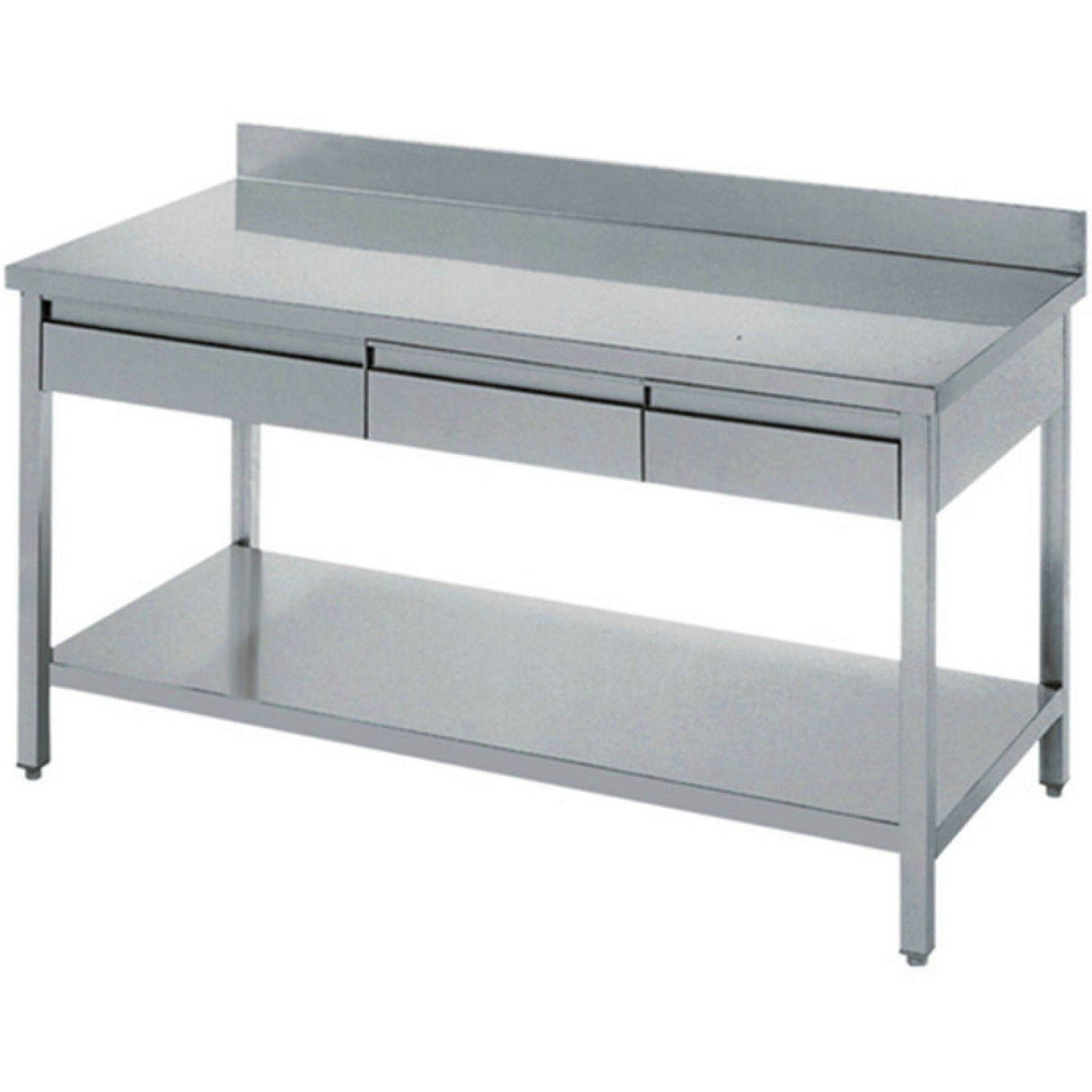 Professional Work Table 3 Drawers Stainless Steel Bottom Shelf Upstand 1800x600x900mm | Thats186 A3 D
