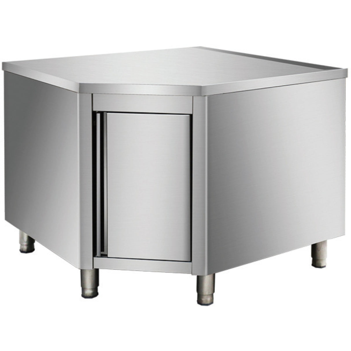 Commercial Worktop Floor Cupboard Corner Unit Hinged Door Stainless Steel Sides 600mm | Thesr106