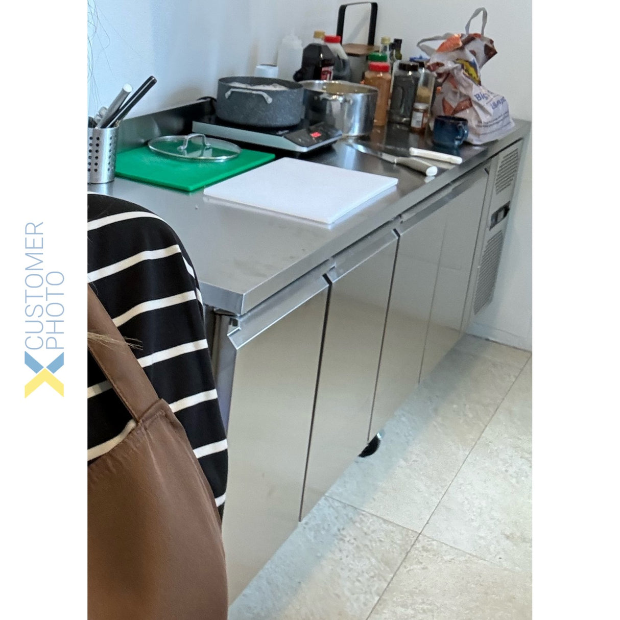 Commercial Refrigerated Counter With Upstand 4 Doors Depth 700mm | Thp4200 Tn