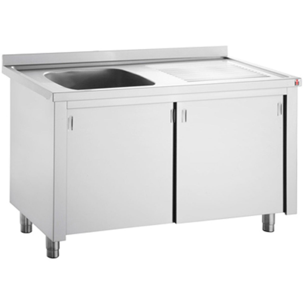 Commercial Sink With Cupboard Stainless Steel 1 Bowl Left Splashback Width 1200mm Depth 700mm | Vsc127 Lbs