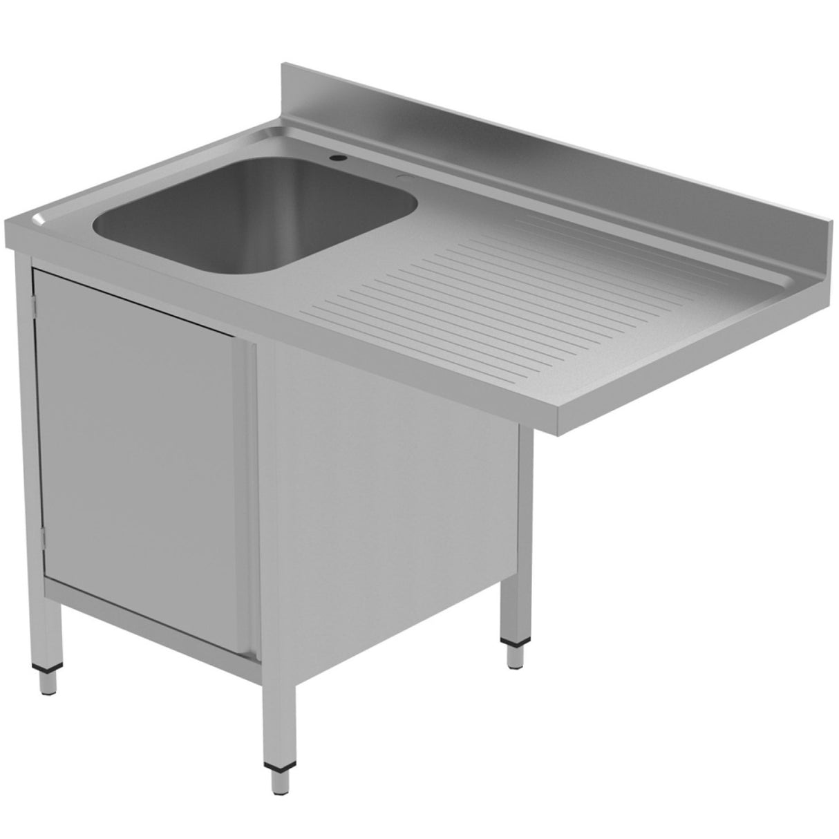 Commercial Sink For Dishwashers With Cupboard 1 Bowl Left Splashback 1200mm Depth 600mm | Thssr126 Sbl1