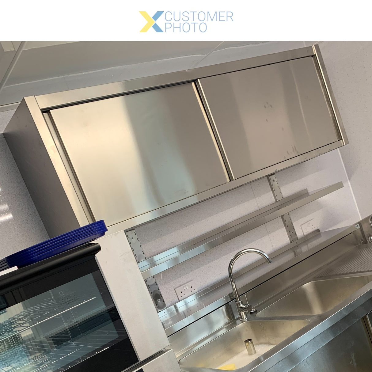 Wall Cabinet Sliding Doors Stainless Steel Width 2000mm Depth 400mm | Thwsr204