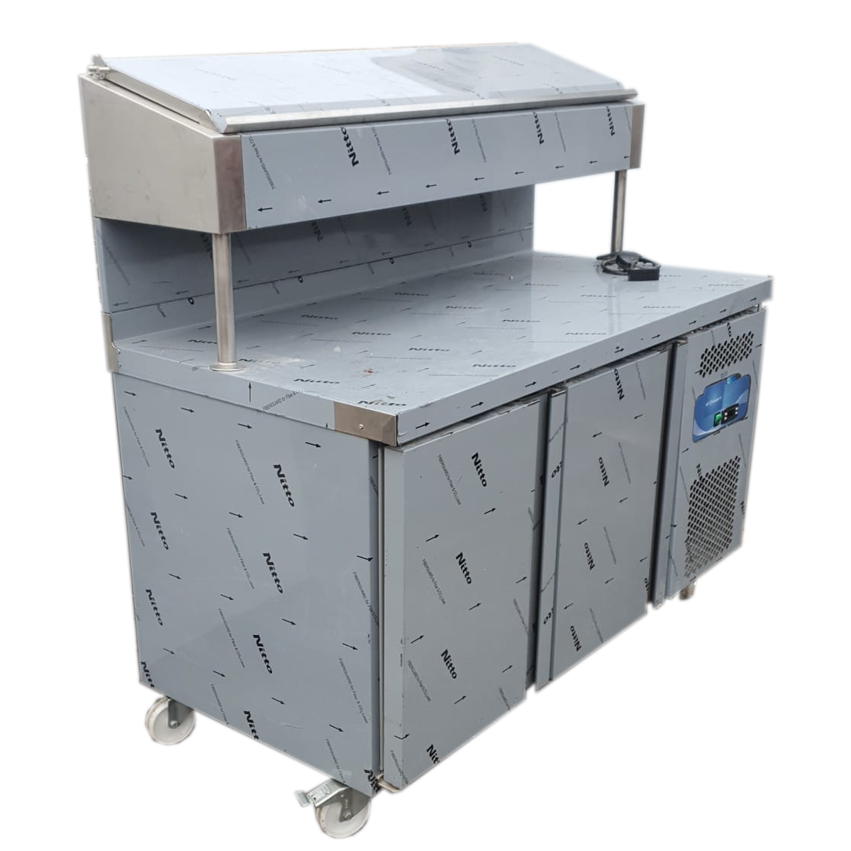 Pizza Topping Fridge 2 Door Stainless Steel Counter Fridge 140x70x134cm - B Grade