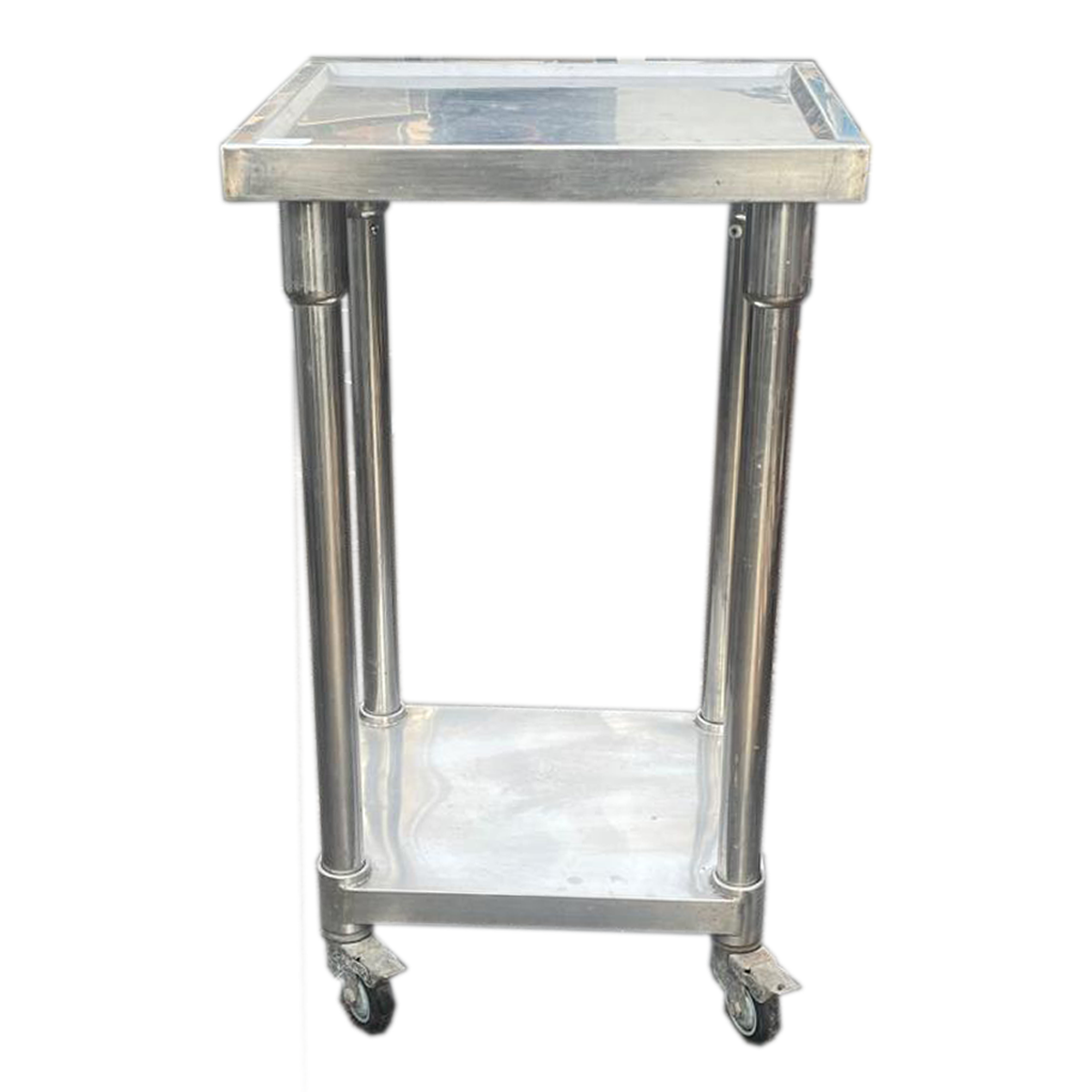 Stainless Steel Landing Table for Henny Penny | 46x40cm | Oil Spill-Proof | With Wheels - Used
