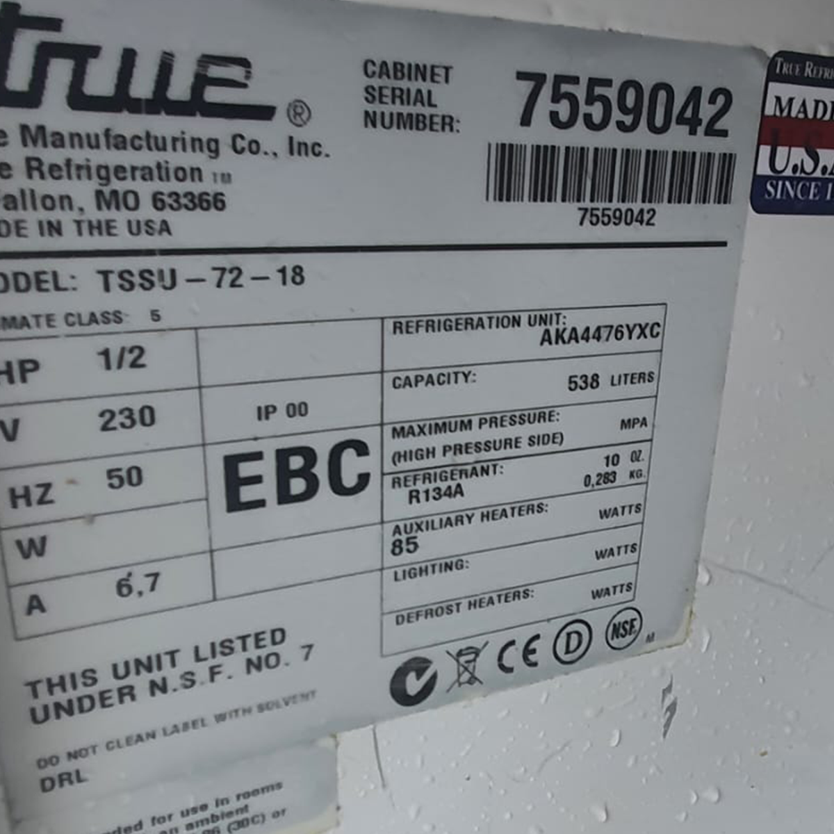 True Salad Prep Counter 3 Door 184 cm 538Ltr Pizza Topping Fridge - Refurbished