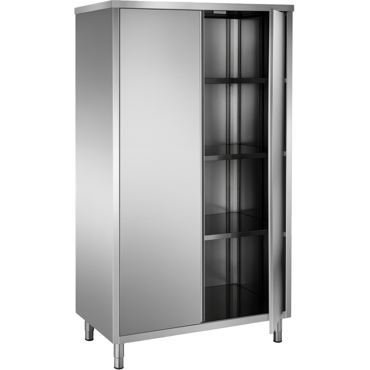 Upright Pan Cupboard Stainless Steel 2 Hinged Doors 3 Shelves 1000x600x2000mm | Vc106 Sh