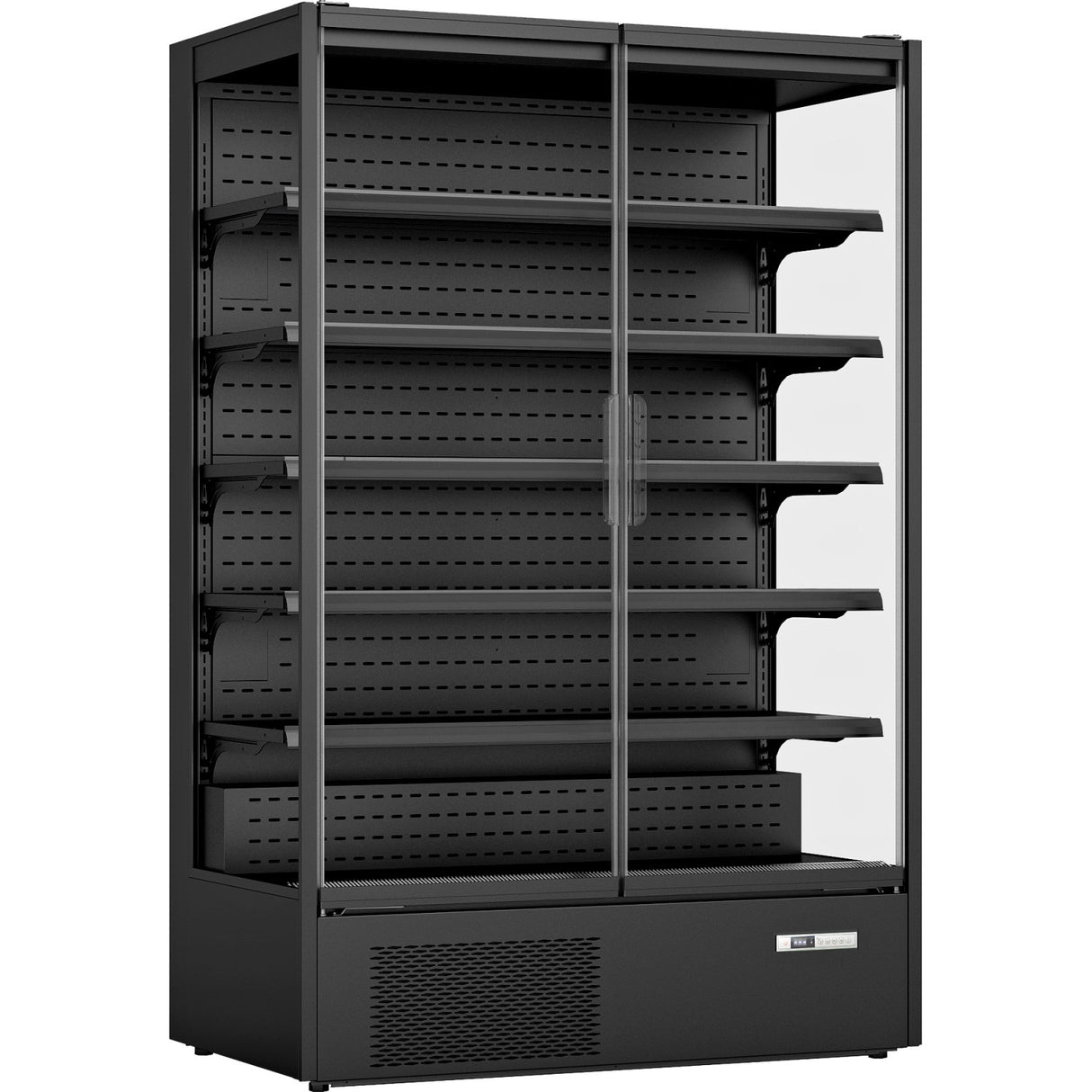 Commercial Double Door Display Merchandiser Fridge 764 Litres Black | Multi144 Glass