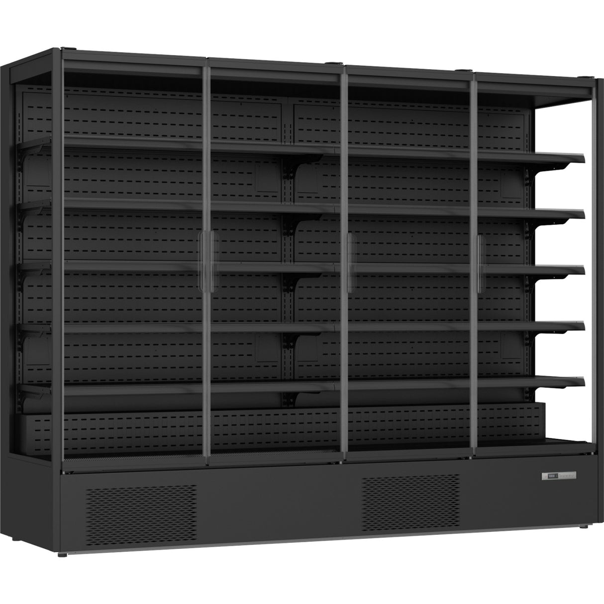 Commercial Four Door Display Merchandiser Fridge 1529 Litres Black | Multi166 Glass