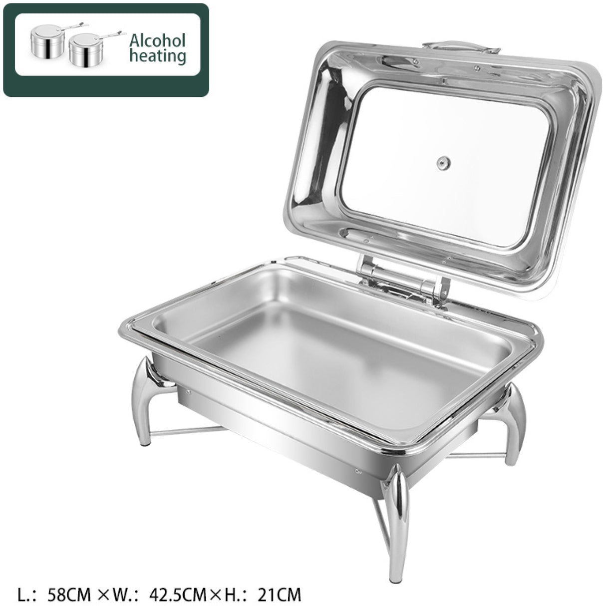 Chafing Dish Glass Lid Stainless Steel 7 Litres Gn1/1 | Viclh2103