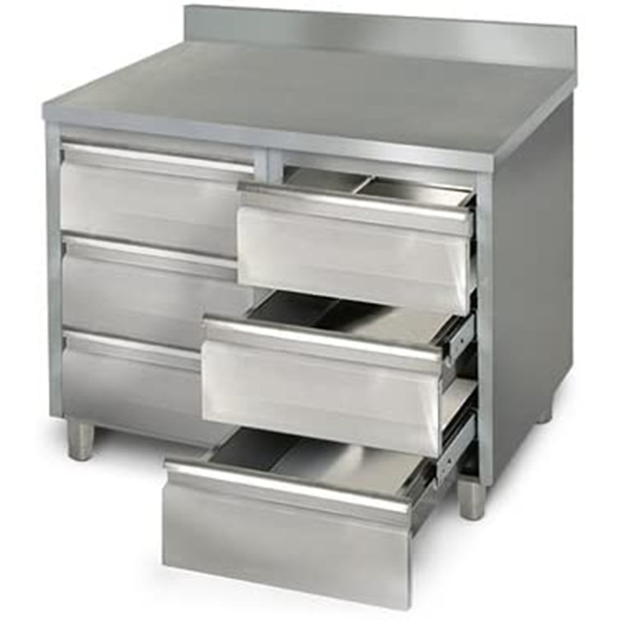 Commercial Drawer Cabinet Stainless Steel 6 Drawers Upstand Width 1000mm Depth 700mm | Vig107 S6 A