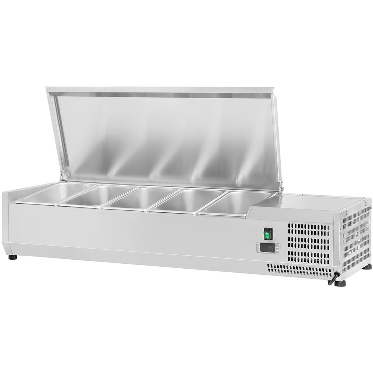 Refrigerated Servery Prep Top 1200mm 5x Gn1/4 Depth 330mm Stainless Steel Lid | Thvd1200/330