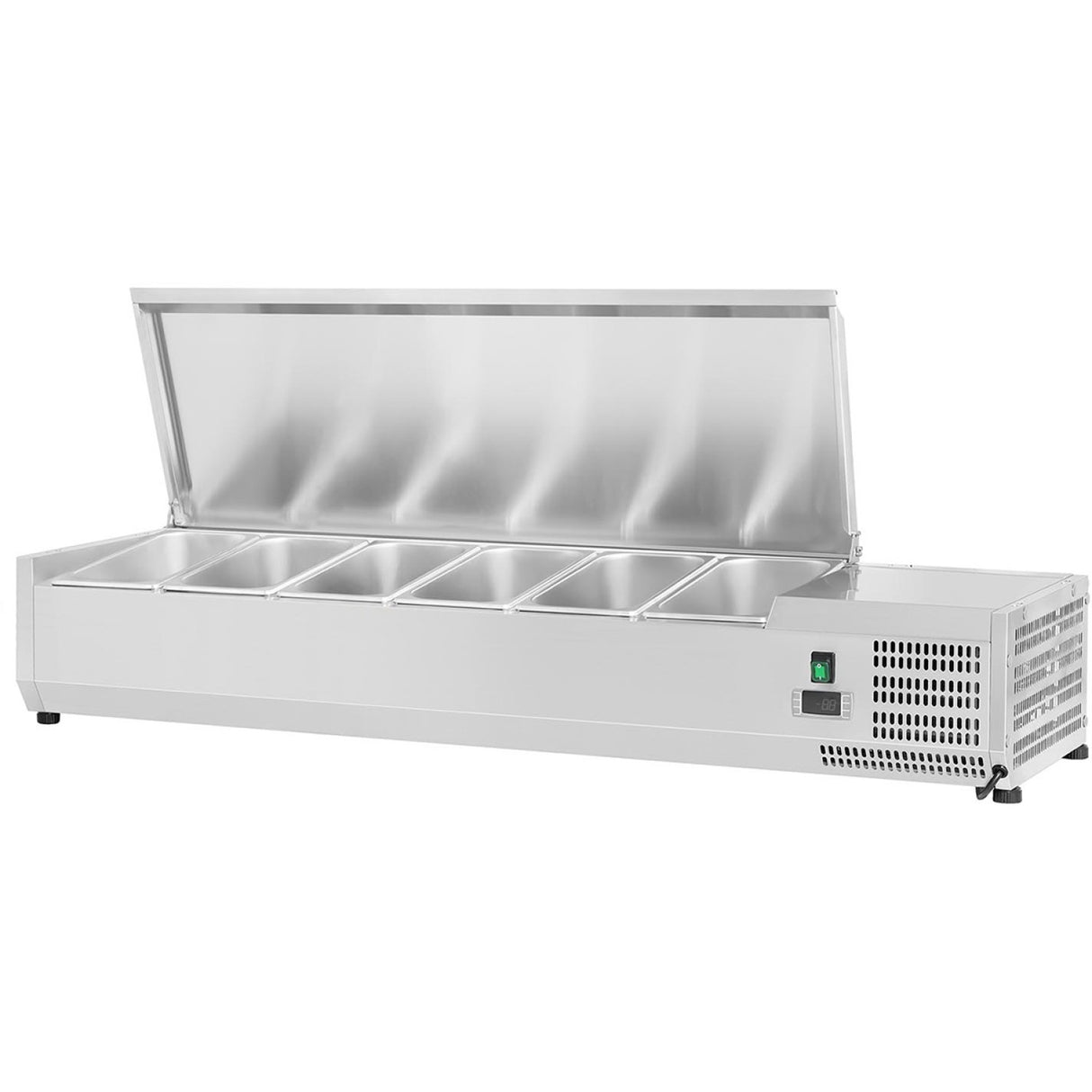 Refrigerated Servery Prep Top 1400mm 6x Gn1/4 Depth 330mm Stainless Steel Lid | Thvd1400/330