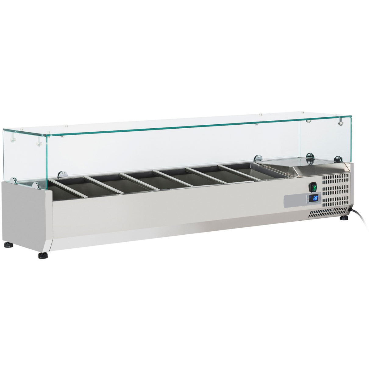 Refrigerated Servery Prep Top 1600mm 7x Gn1/3 Glass Cover | Thv1600/380