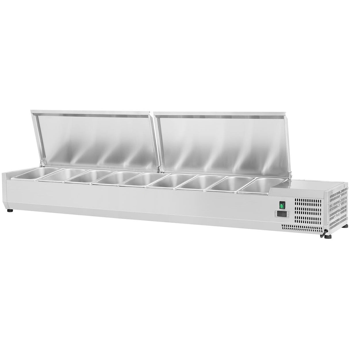 Refrigerated Servery Prep Top 1800mm 9x Gn1/4 Depth 330mm Stainless Steel Lid | Thvd1800/330