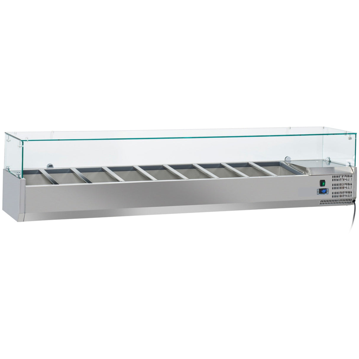 Refrigerated Servery Prep Top 9x Gn1/3 2000x395x435mm Glass Top | Thv2000/380