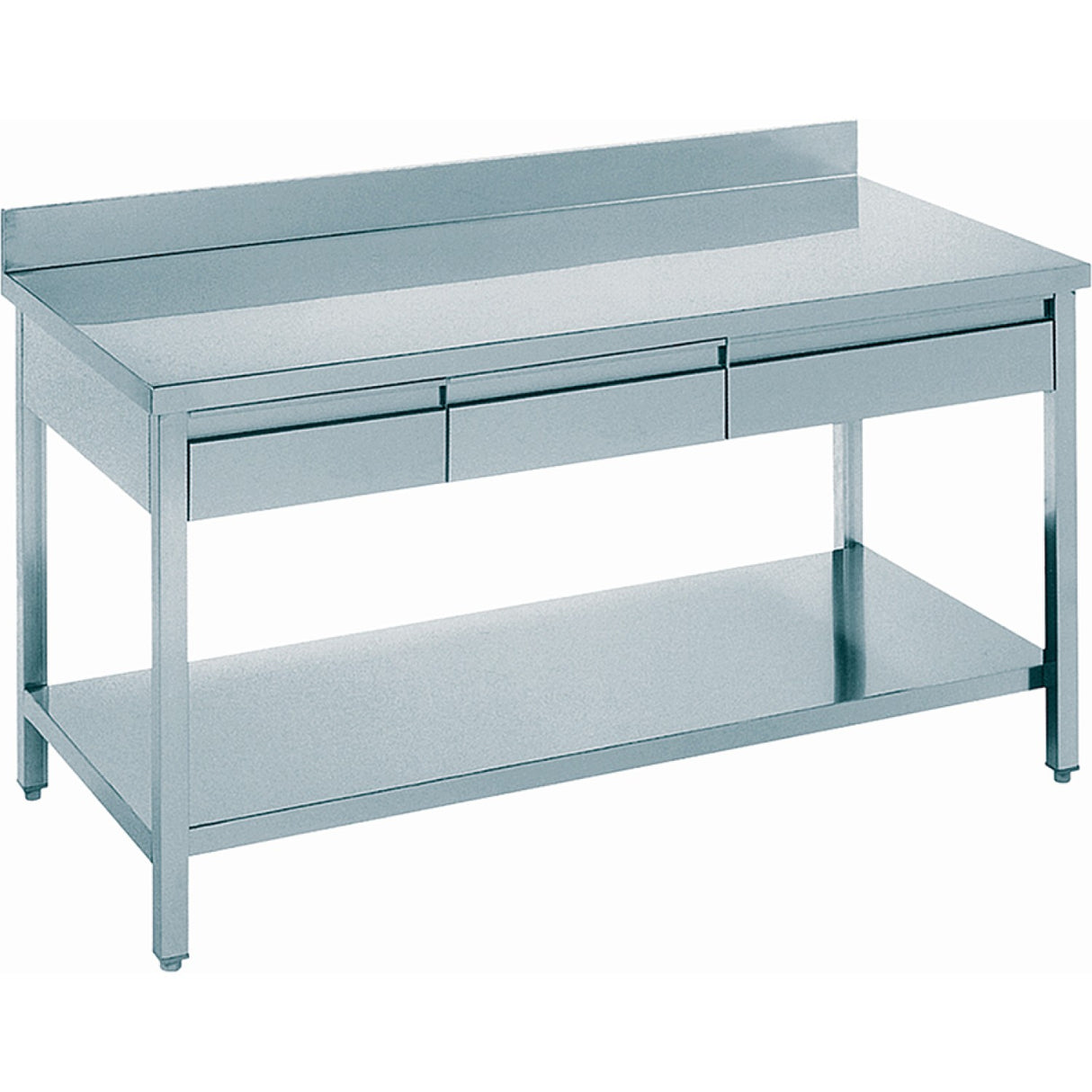 Professional Work Table 3 Drawers Stainless Steel Bottom Shelf Upstand 1600x600x850mm | Vt166 A3 D