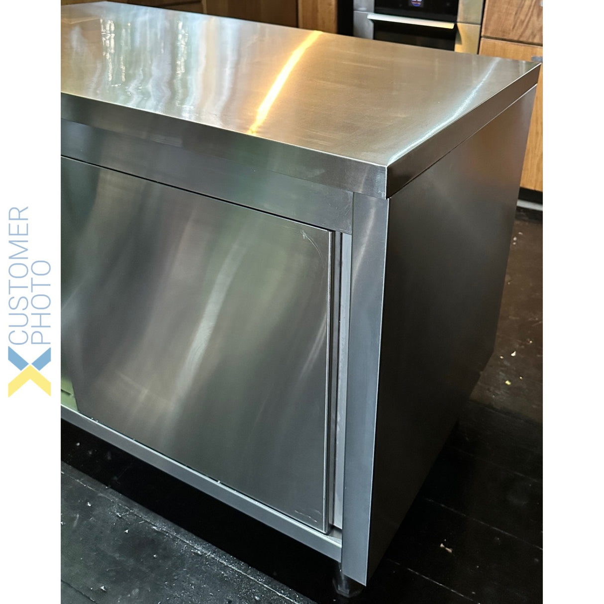 Commercial Pass Through Worktop Floor Cupboard Sliding Doors Stainless Steel 1200x700x850mm | Vtc127 Sls