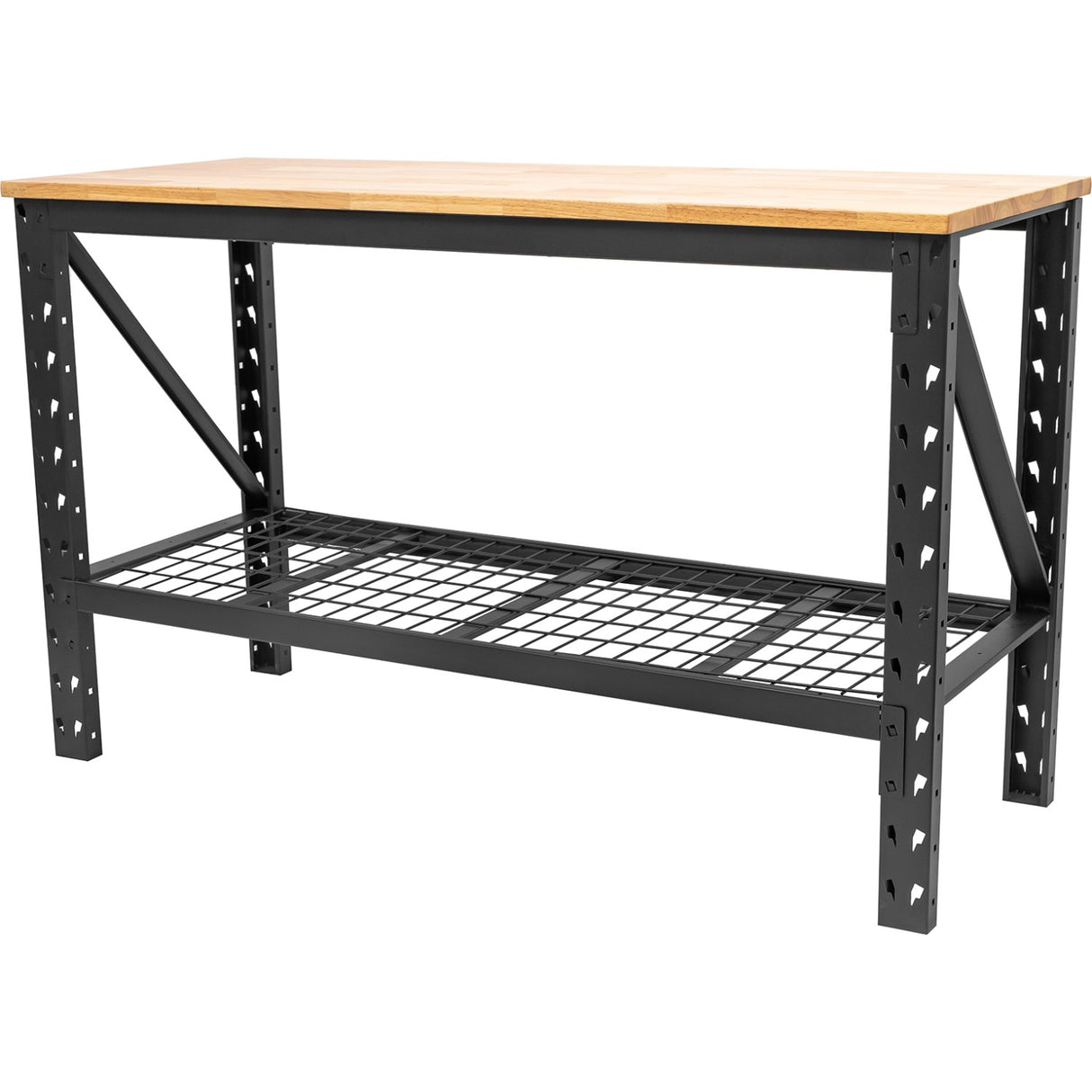 Professional Heavy Duty Steel Workbench With Rubberwood Worktop 800kg Width 1520mm With Undershelf | Wb6024
