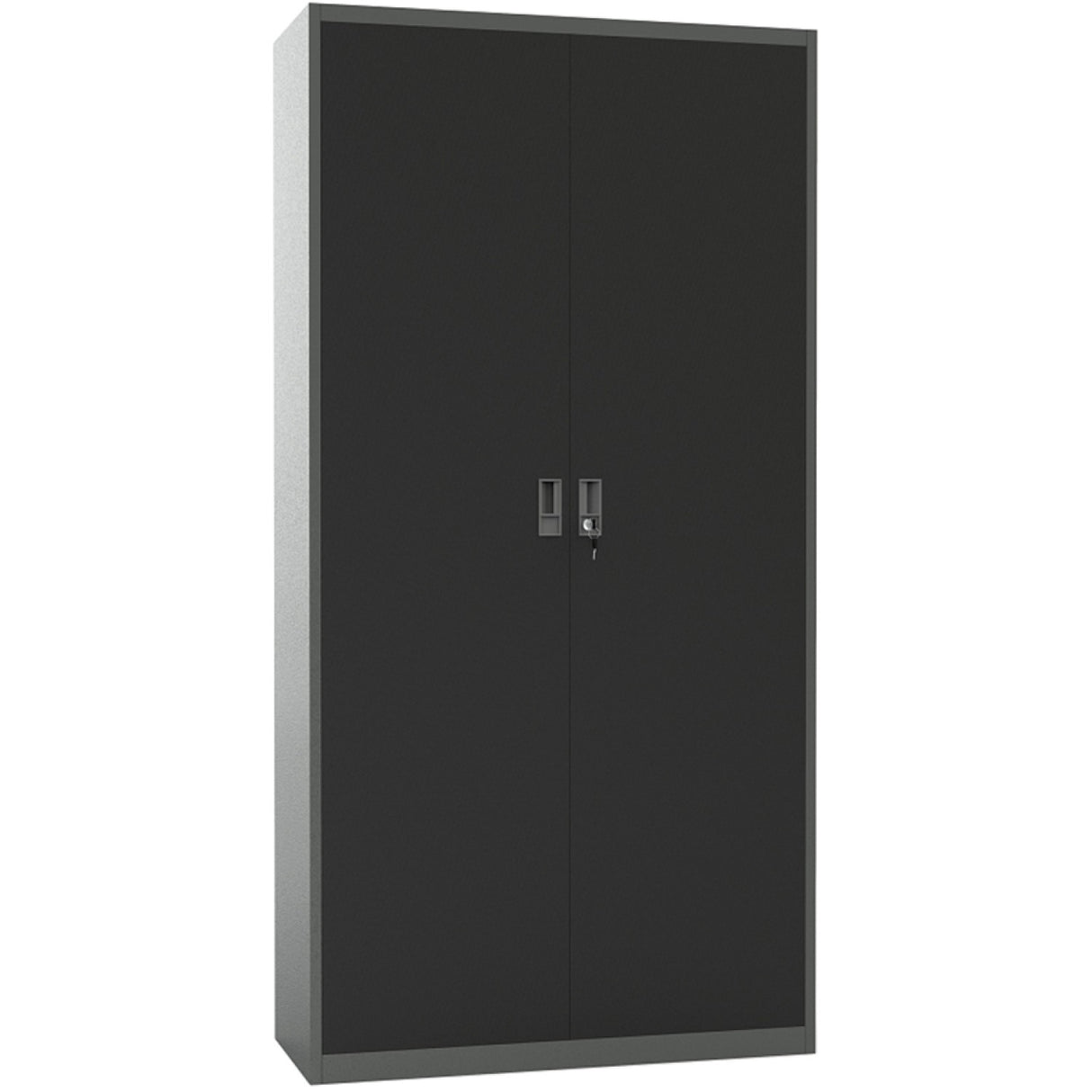 Heavy Duty Grey And Black 2 Door Lockable Steel Tool Cabinet With 4 Adjustable Shelves 900x380x1800mm | Wg27